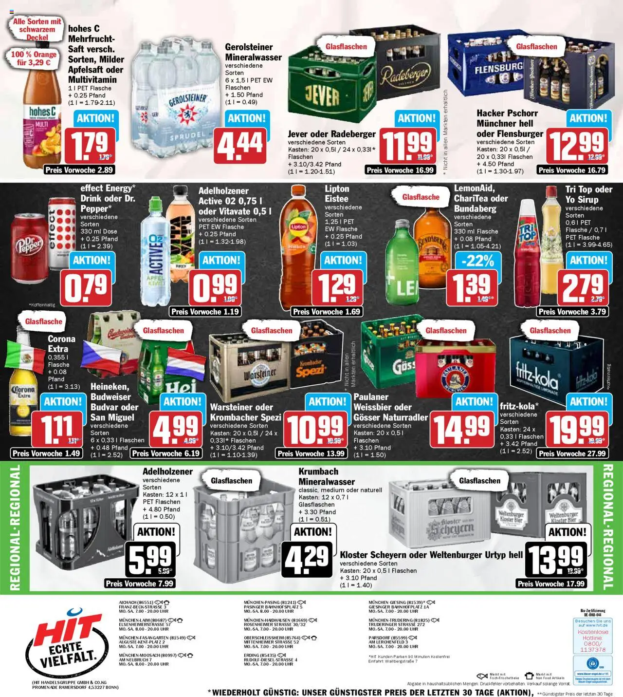 HIT - Bayern - gültig ab dem 28.07.2025 | Seite: 19 | Produkte: Apfelsaft, Hohes c, Uhr, Gerolsteiner