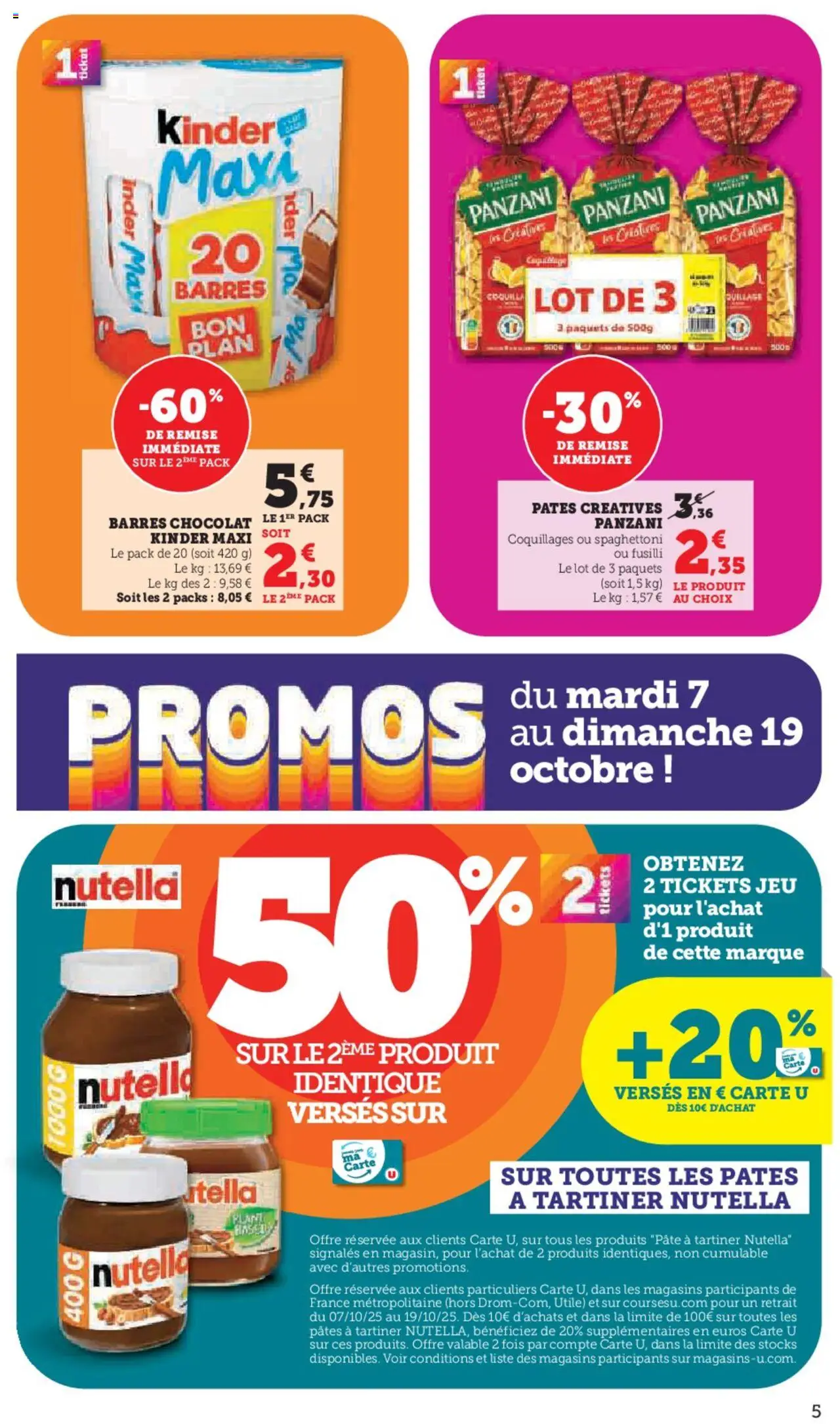 {H1} | Page: 5 | Produits: Fusilli, Pâte à tartiner, Nutella, Pâtes