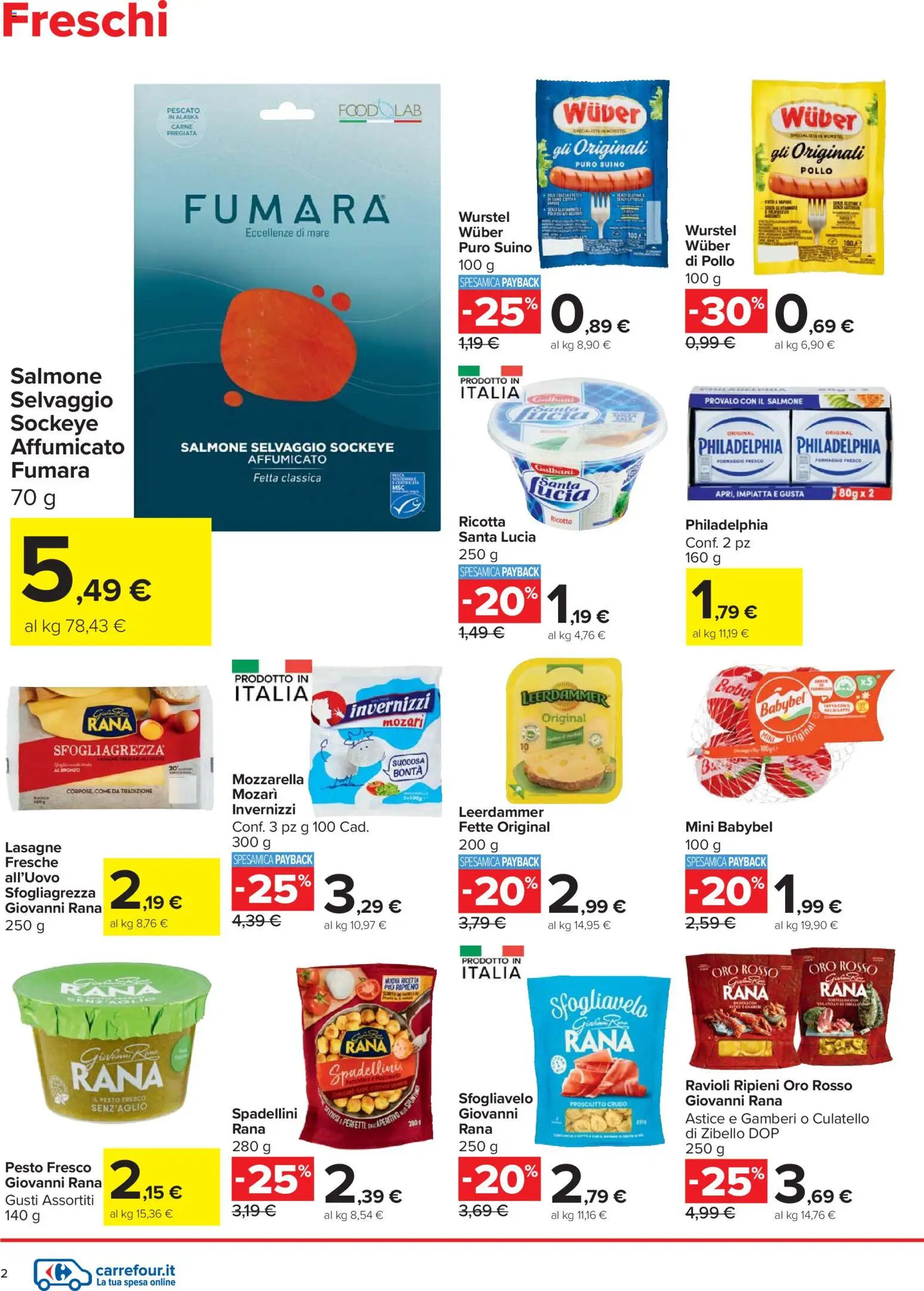 Volantino Carrefour del 30.10.2025 | Pagina: 2 | Prodotti: Prosciutto Crudo, Salmone, Suino, Astice