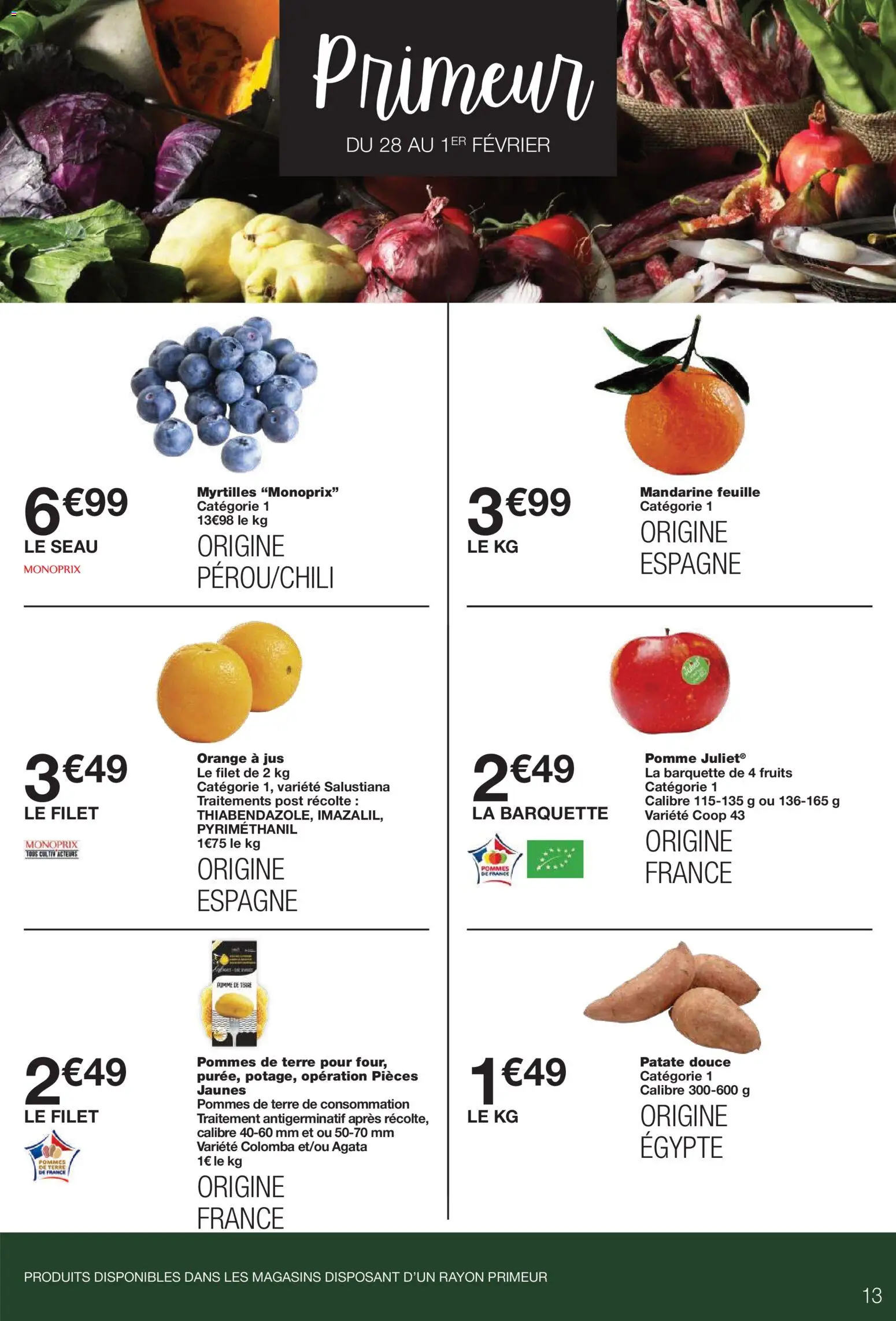 {H1} | Page: 13 | Produits: Myrtilles, Pomme, Patate douce, Pomme de terre