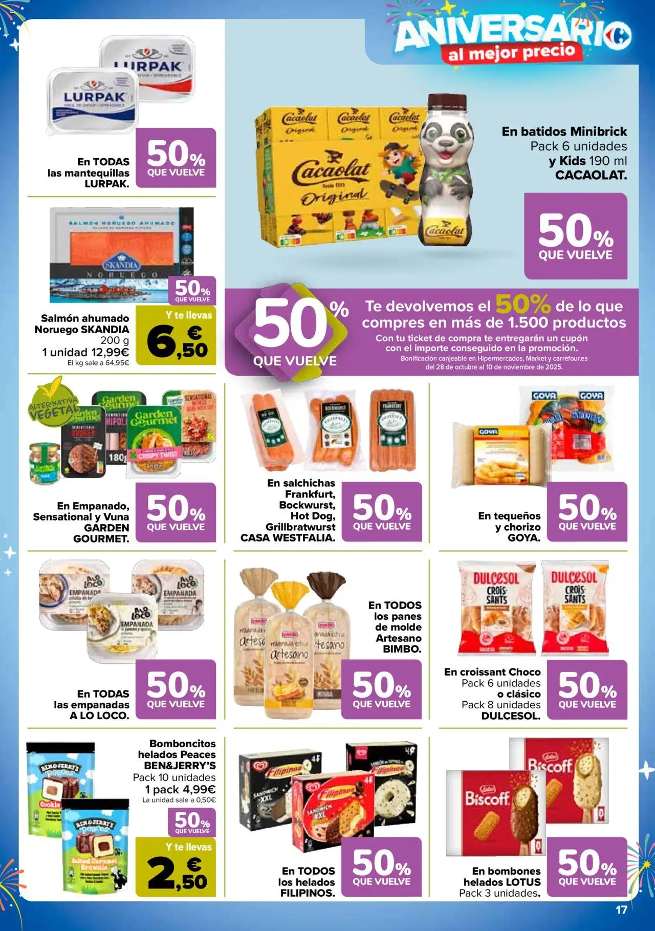 Carrefour folleto │ válido desde el 14.10.2025 | Página: 17 | Productos: Croissant, Té, Salmón ahumado