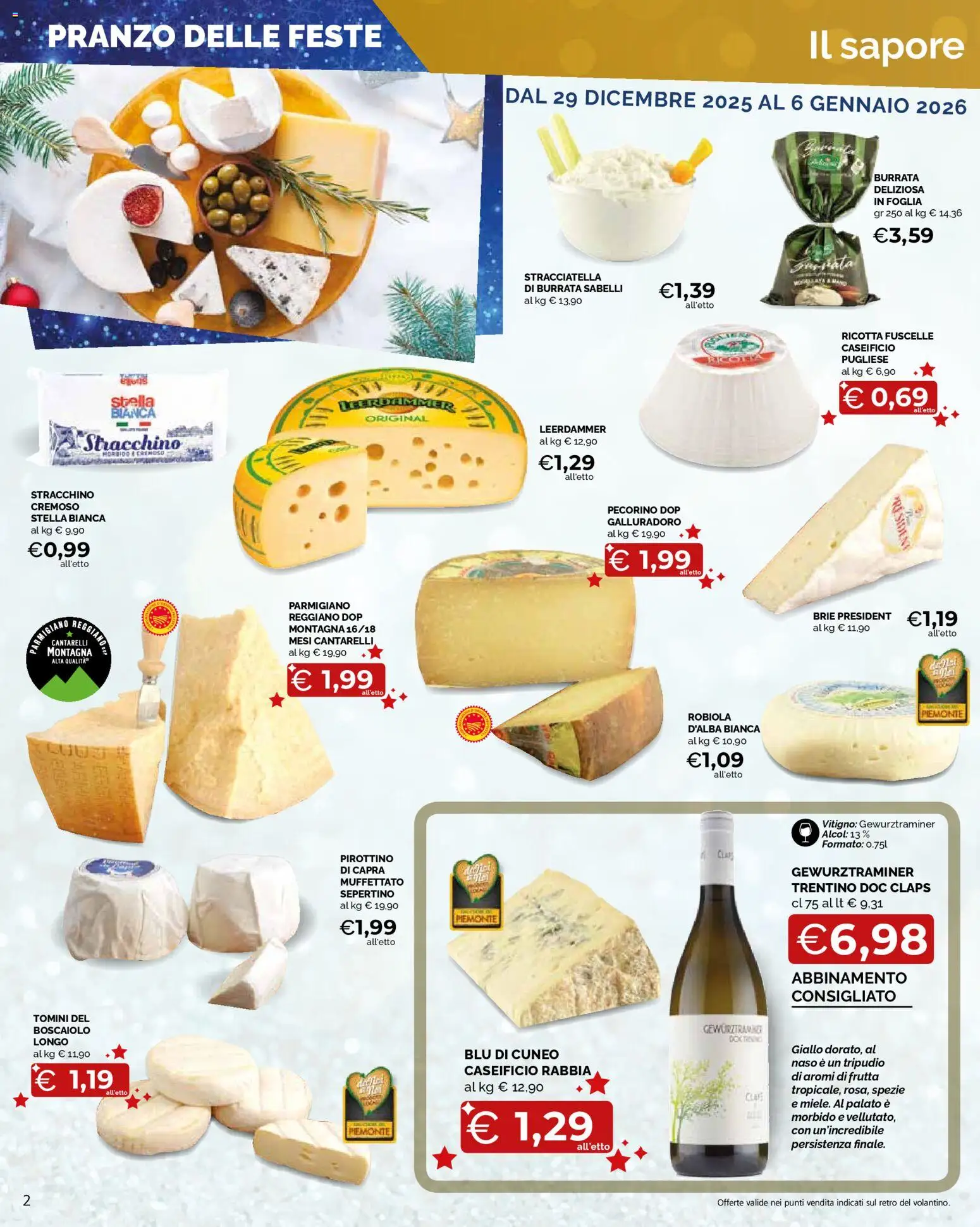 Volantino Mercatò del 29.12.2025 | Pagina: 2 | Prodotti: Parmigiano reggiano, Parmigiano, Robiola, Stracciatella