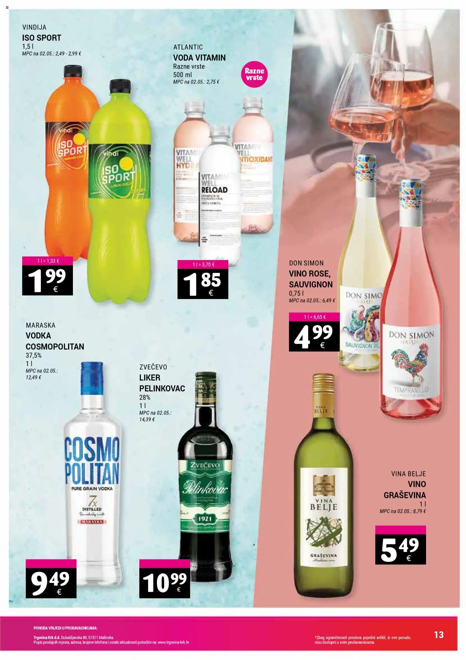 Trgovina Krk katalog | vrijedi od 07.04.2026 | Stranica: 13 | Proizvodi: Vindija, Vino, Voda, Liker