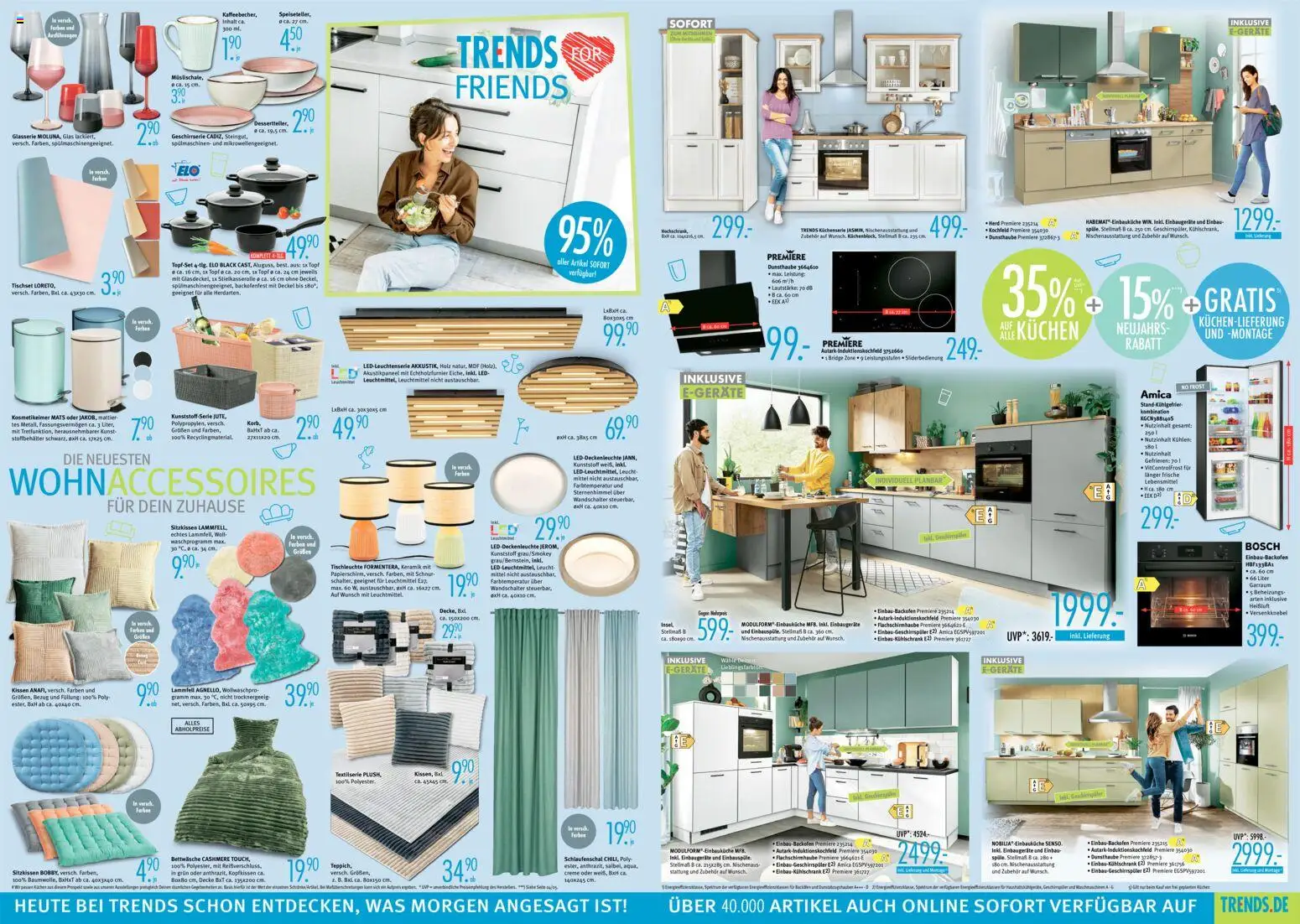 Trends Prospekt 	 – gültig ab 17.01.2026 | Seite: 4 | Produkte: Einbauküche, Bettwäsche, Kochfeld, Kuchen