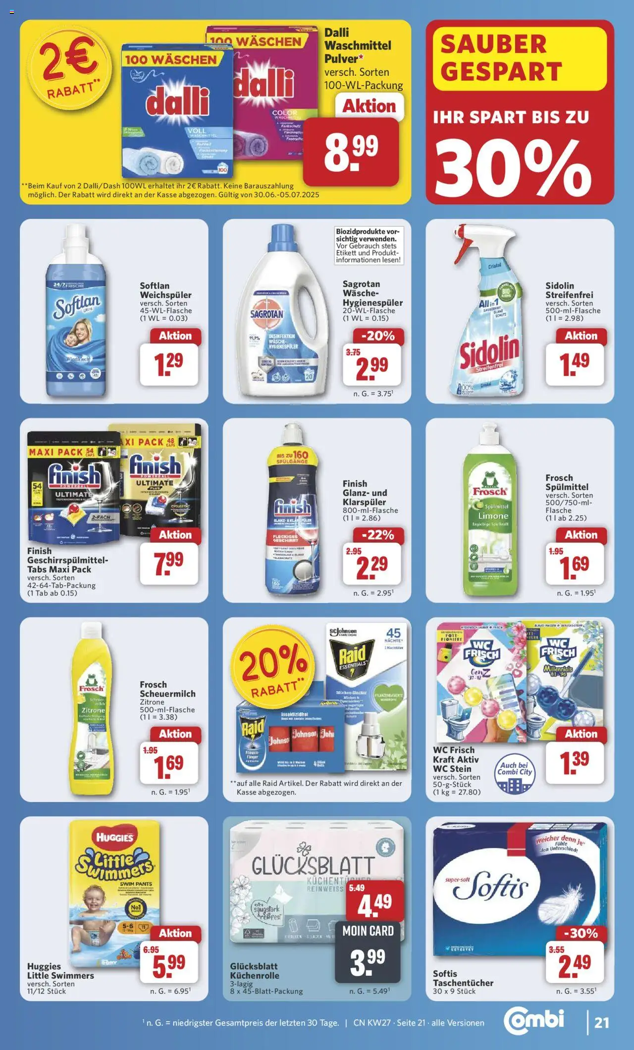 Combi Prospekt 	 - gültig ab dem 30.06.2025 | Seite: 32 | Produkte: Finish, Klarspüler, Geschirrspülmittel, WC Stein