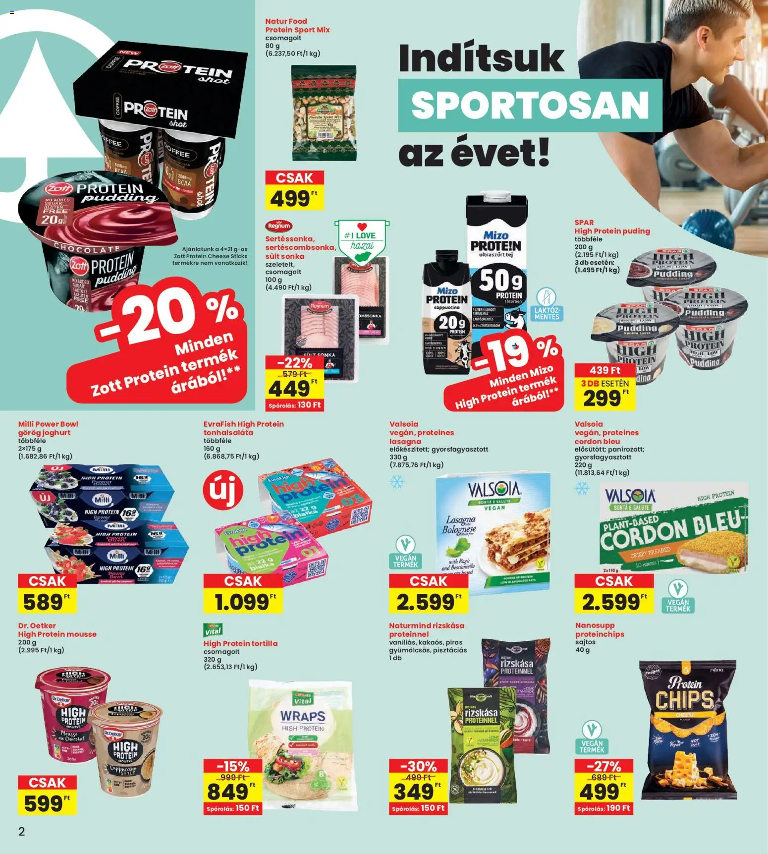 Interspar akciós ujság - amely érvényes a következő dátumtól: 02.01.2026 | Oldal: 2 | Termékek: Cordon bleu, Tonhalsaláta, Protein, Görög joghurt