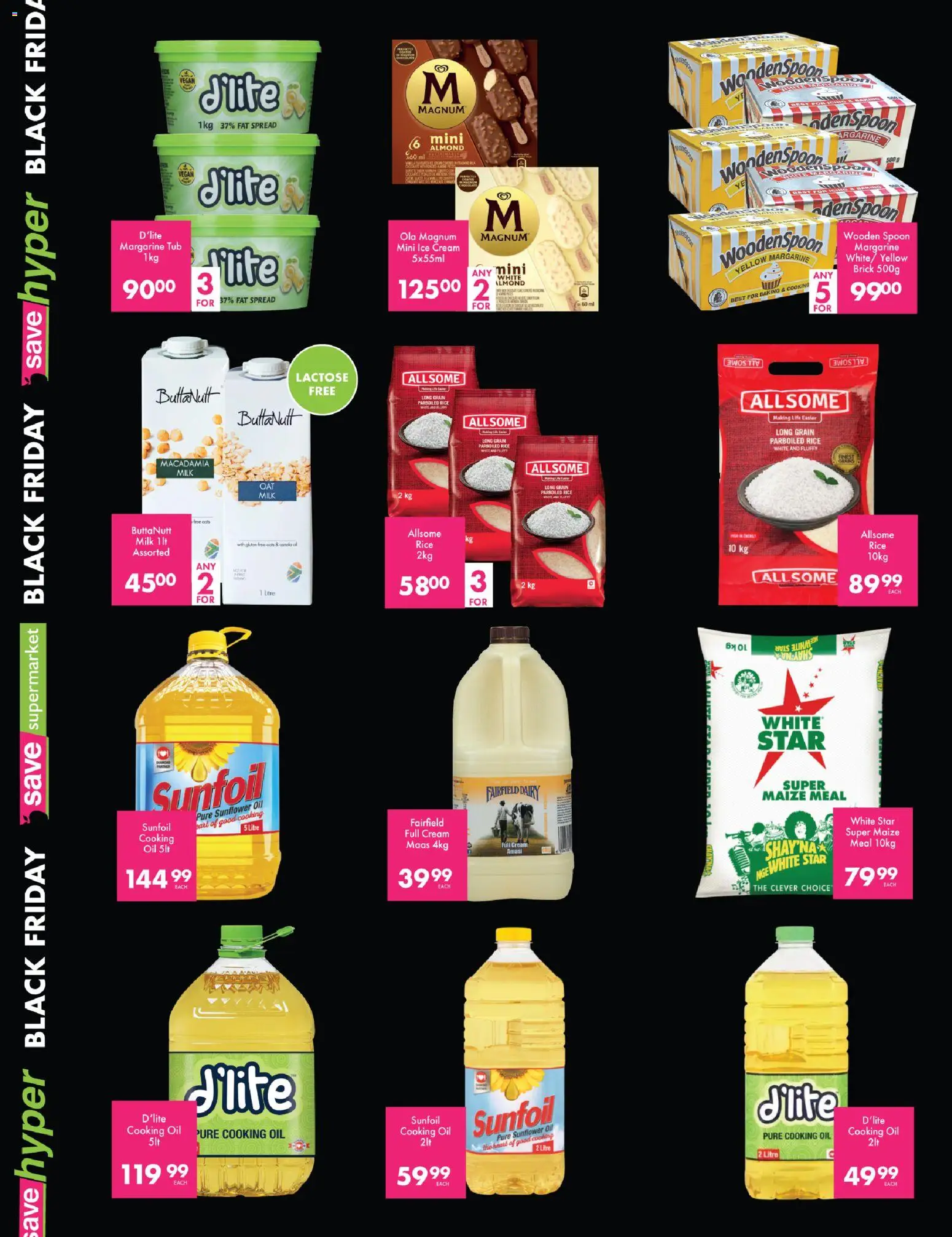 New Save catalogue – valid from 28.11.2025 | Page: 3 | Products: Maize meal, Oil, Cream, Fat spread