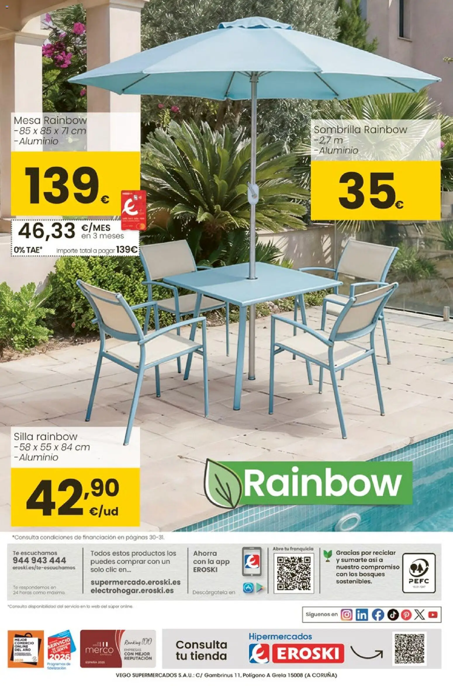 Eroski - Qué oasis │ válido desde el 26.03.2026 | Página: 40 | Productos: Sombrilla, Té, Mesa, Silla