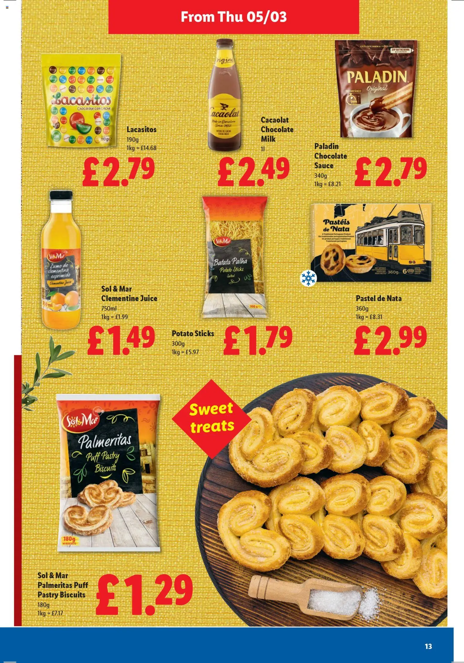 {H1} | Page: 13 | Products: Sauce, Milk, Chocolate, Juice