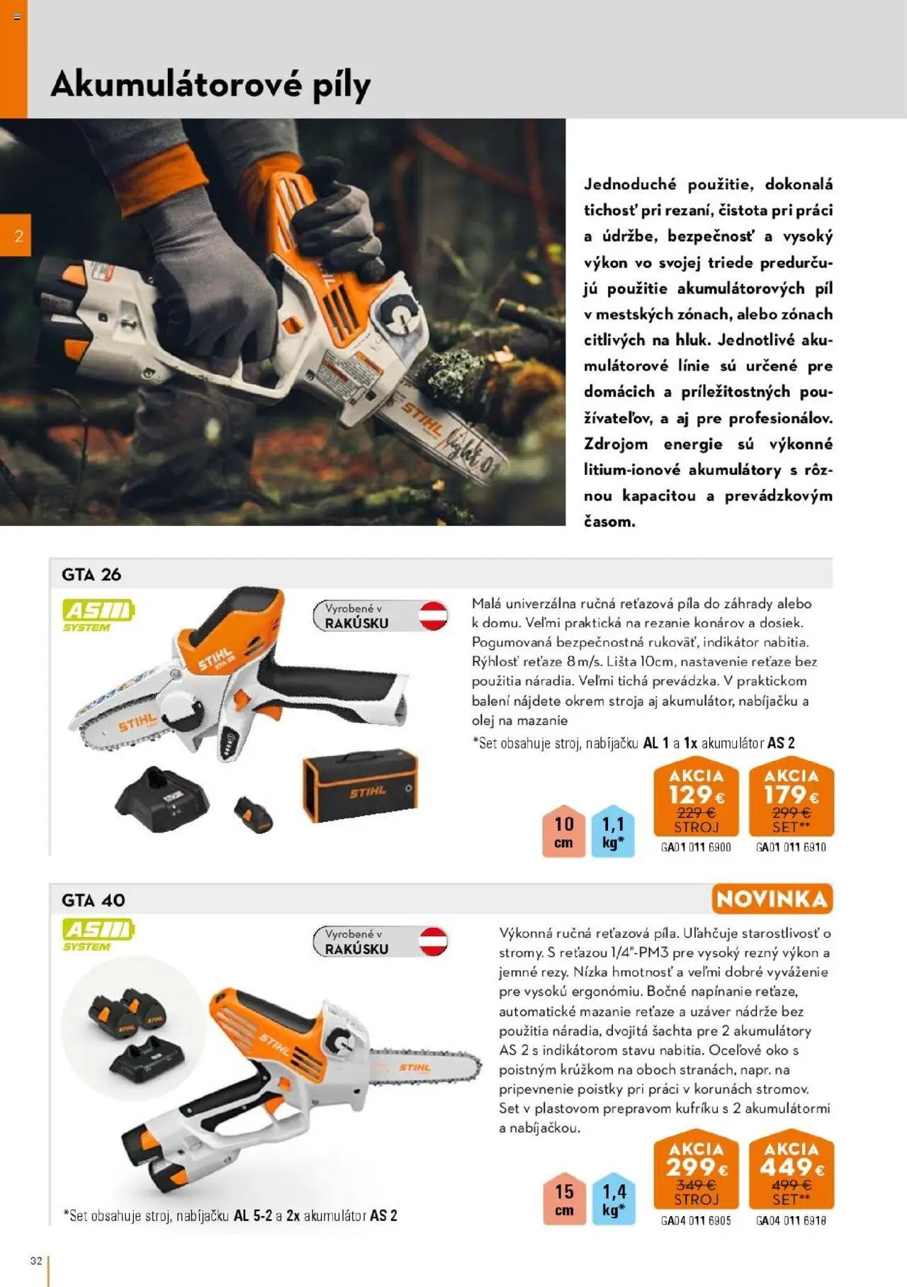 Nové STIHL akcie – leták je platný od 01.04.2025 | Strana: 32 | Produkty: Reťazová píla, Píla, Aku, Akumulátor