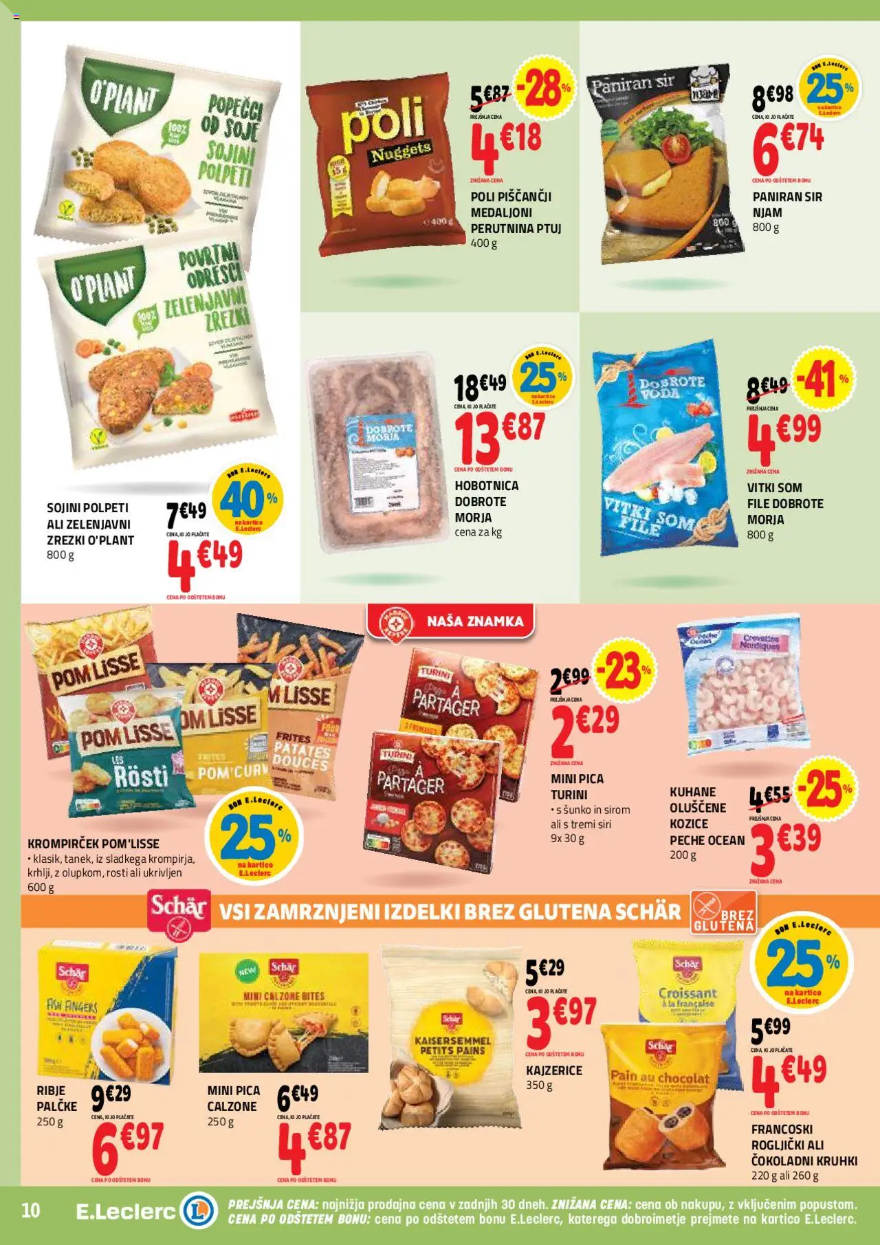 E.leclerc katalog │ velja od 30.07.2025 | Stran: 10 | Izdelki: Hobotnica, Zrezki, Pica, Voda