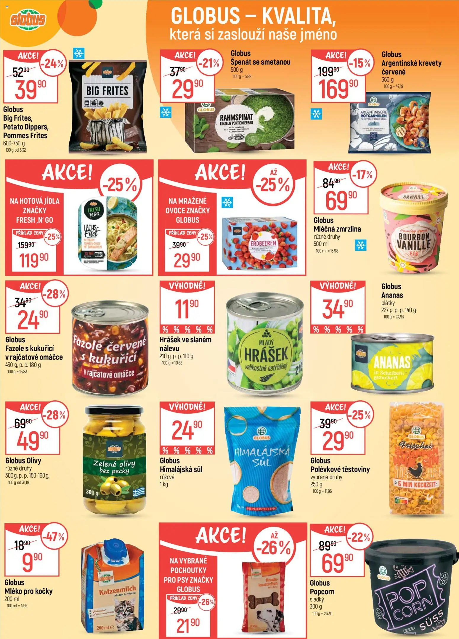 Globus leták - Opava od 22.04.2026 | Strana: 5 | Produkty: Mléko, Hotová jídla, Popcorn, Hrášek