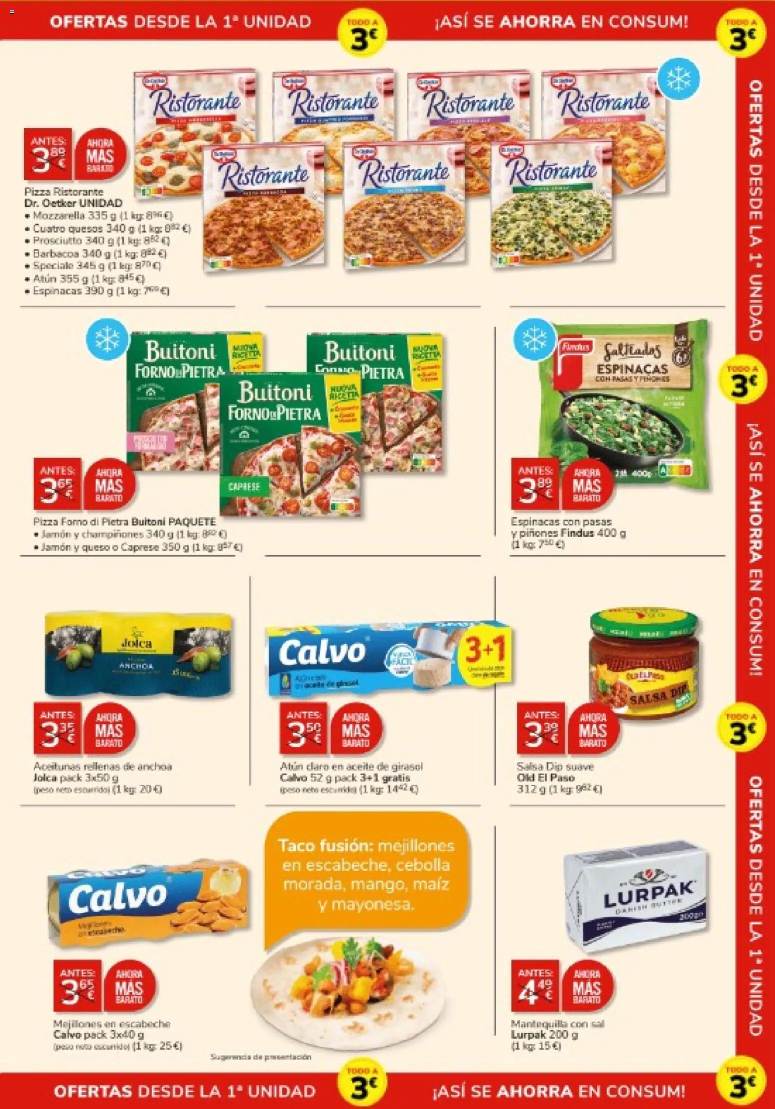 Consum folleto │ válido desde el 08.01.2026 | Página: 9 | Productos: Jamón, Pizza, Παγωμένο τσάι, Barbacoa