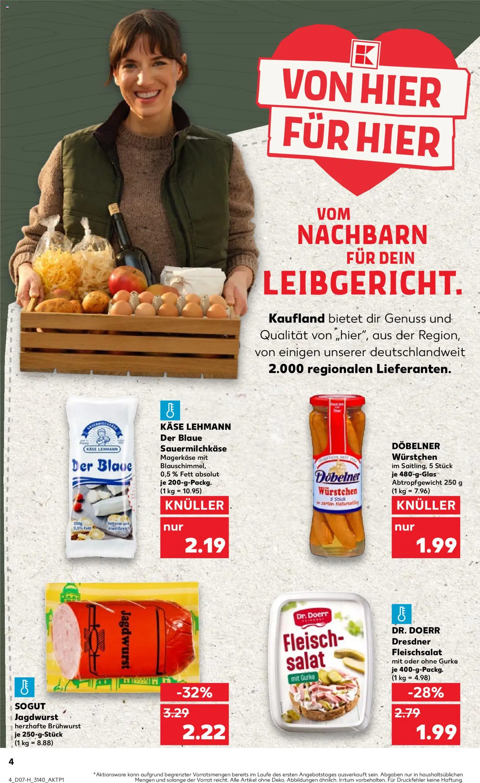 Kaufland prospekt Leipzig	 – gültig ab 12.02.2026 | Seite: 4 | Produkte: Käse, Fleisch, Salat