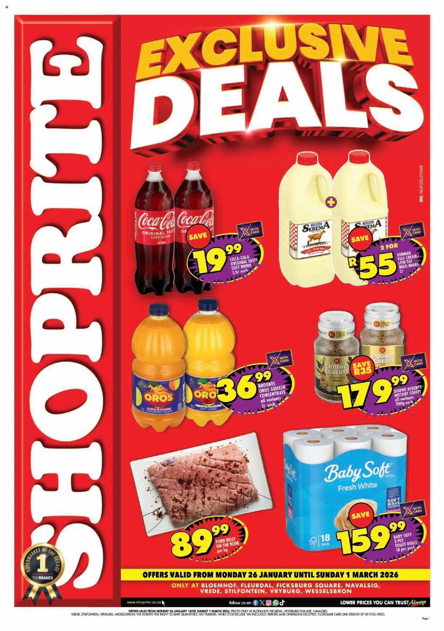 New Shoprite catalogue – valid from 26.01.2026 | Page: 1 | Products: Coffee, Pork, Fruit, Sugar