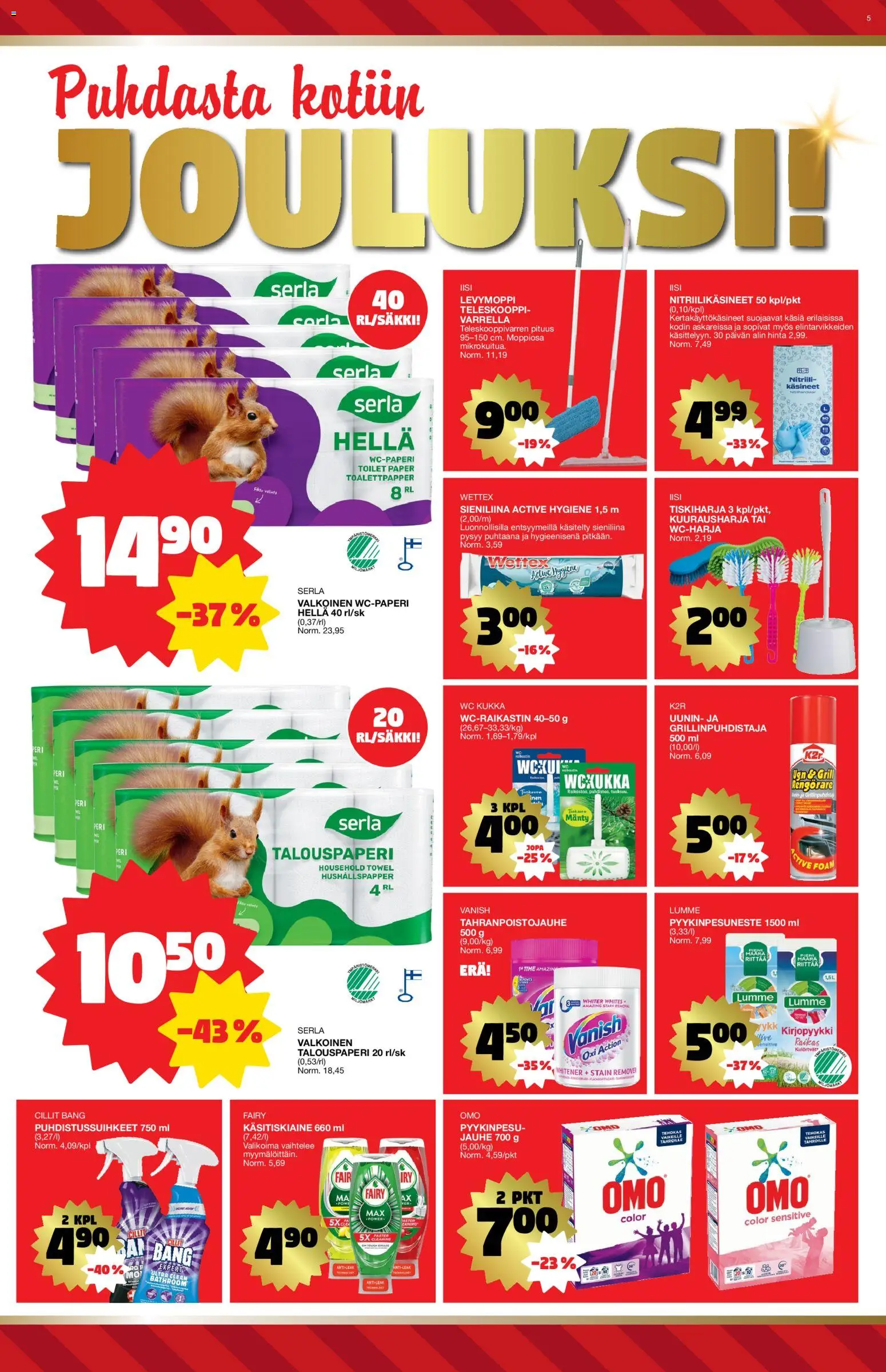 Tokmanni tarjoukset – voimassa 15.12.2025 alkaen | Sivu: 5 | Tuotteet: Wc-paperi, WC, Käsineet, Tiskiharja