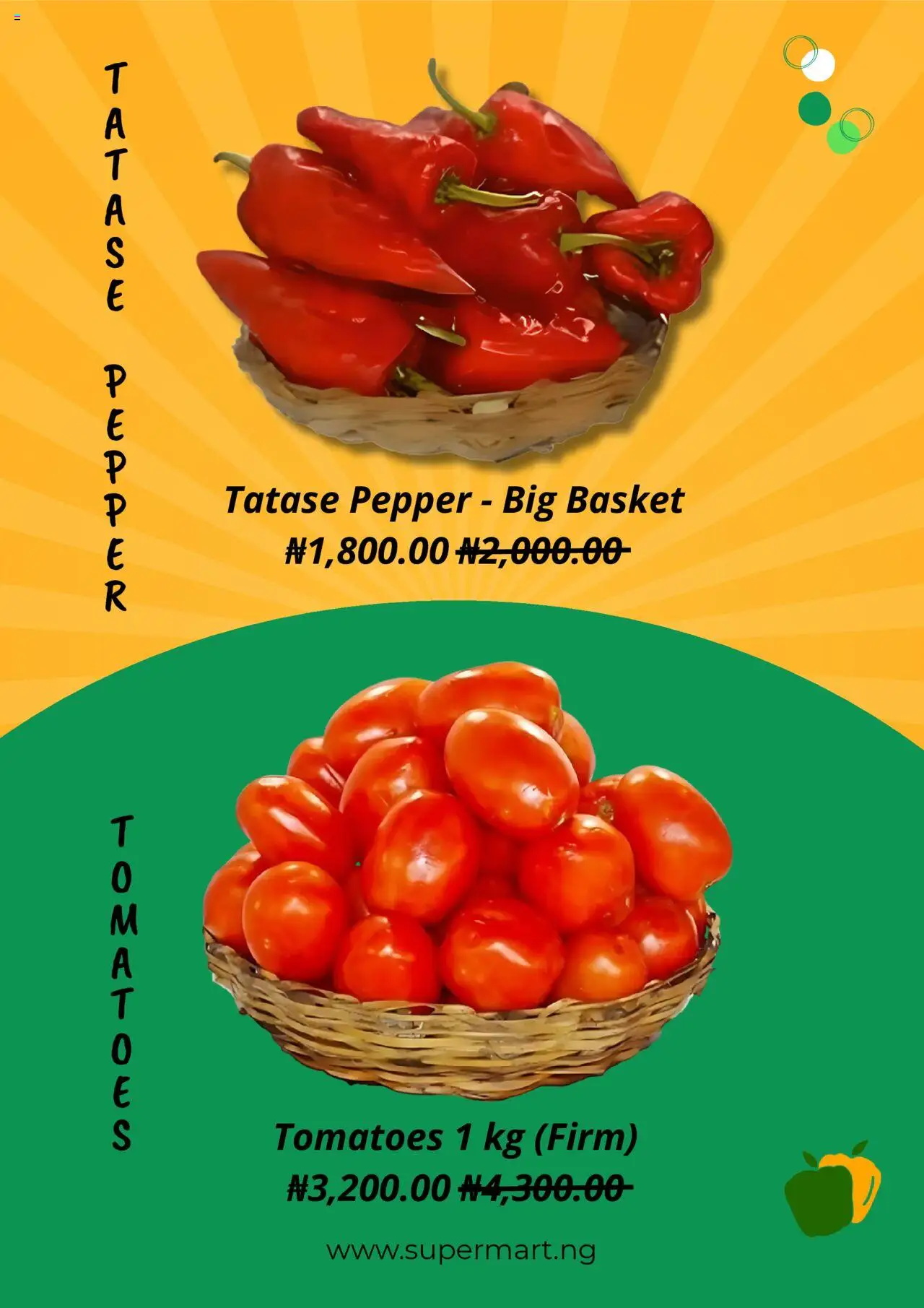 Supermart Catalogue valid from 13.08.2025 | Page: 3 | Products: Tomatoes, Pepper, Basket