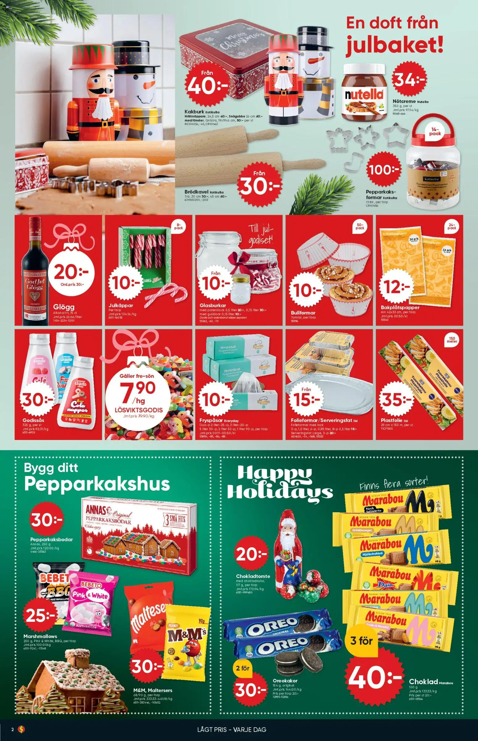 Dollar Store reklamblad aktuell från 08.12.2025 | Sida: 2 | Produkter: Galler, Plastfolie, Choklad, Godis