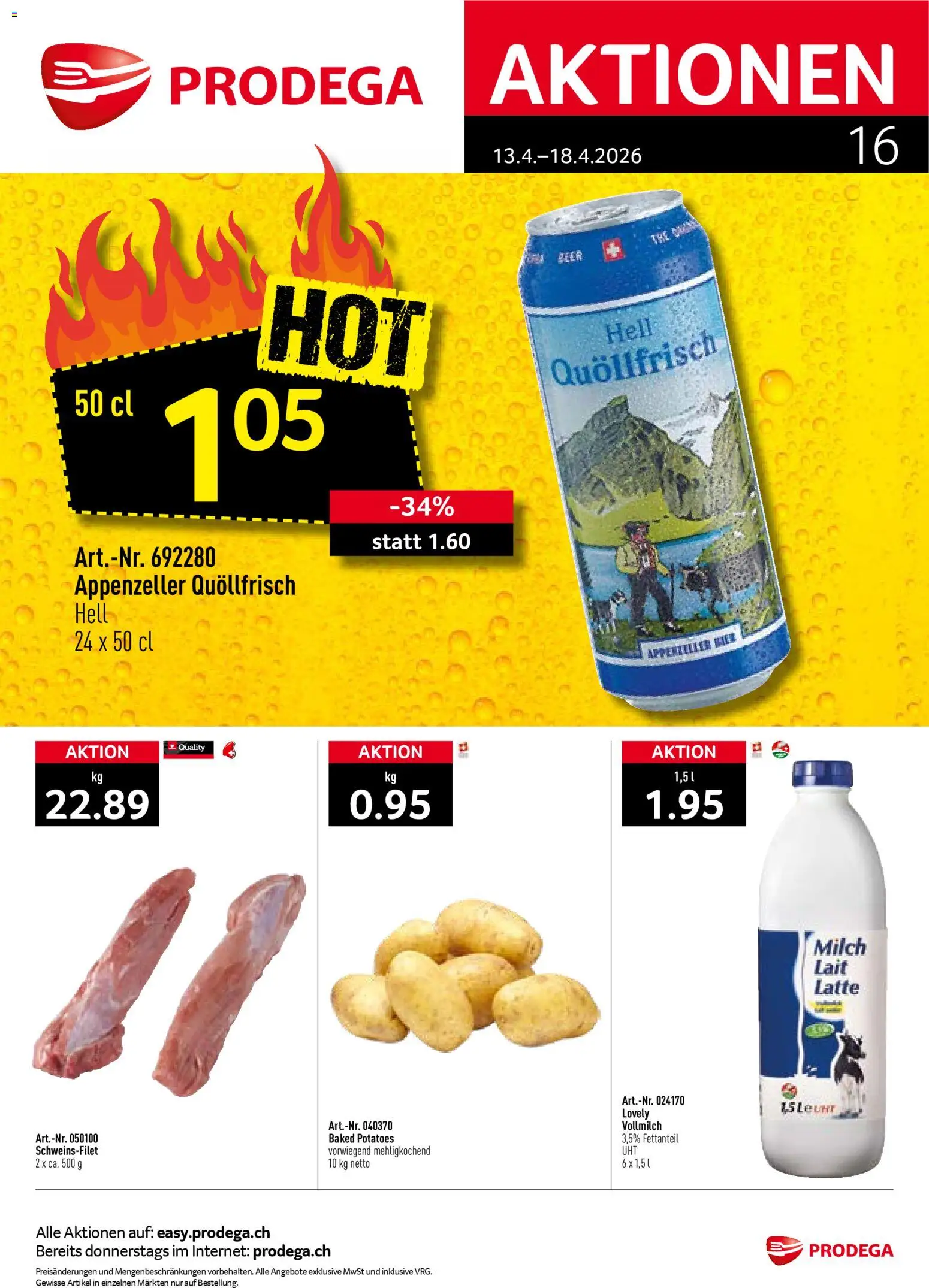 Prodega aktionen – gültig ab 13.04.2026 | Seite: 1 | Produkte: Milch, Bier