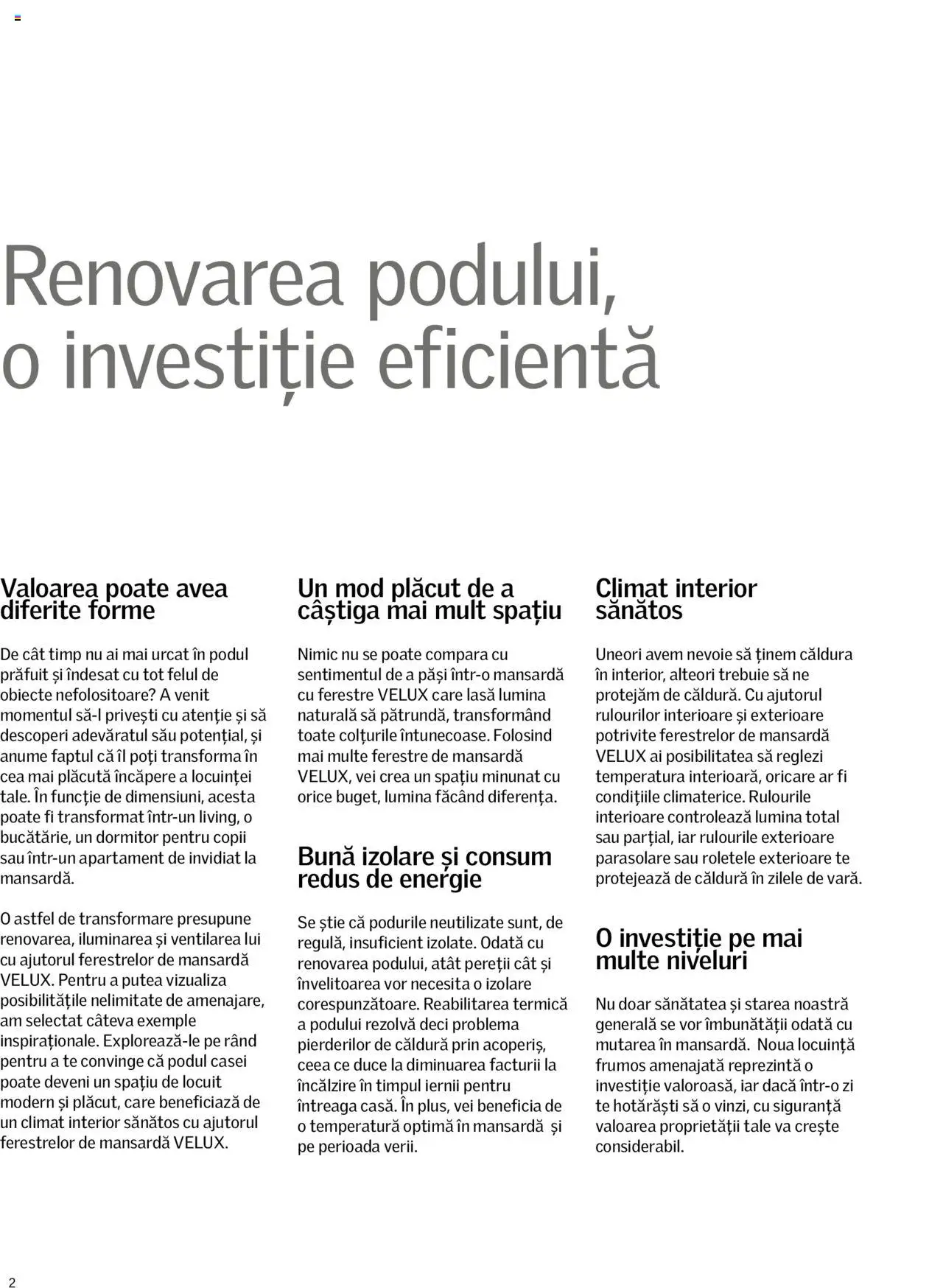Velux catalog - Descoperă potențialul podului tău – valabil de la 01.01.2025 | Pagină: 2 | Produse: Tavuk suyu