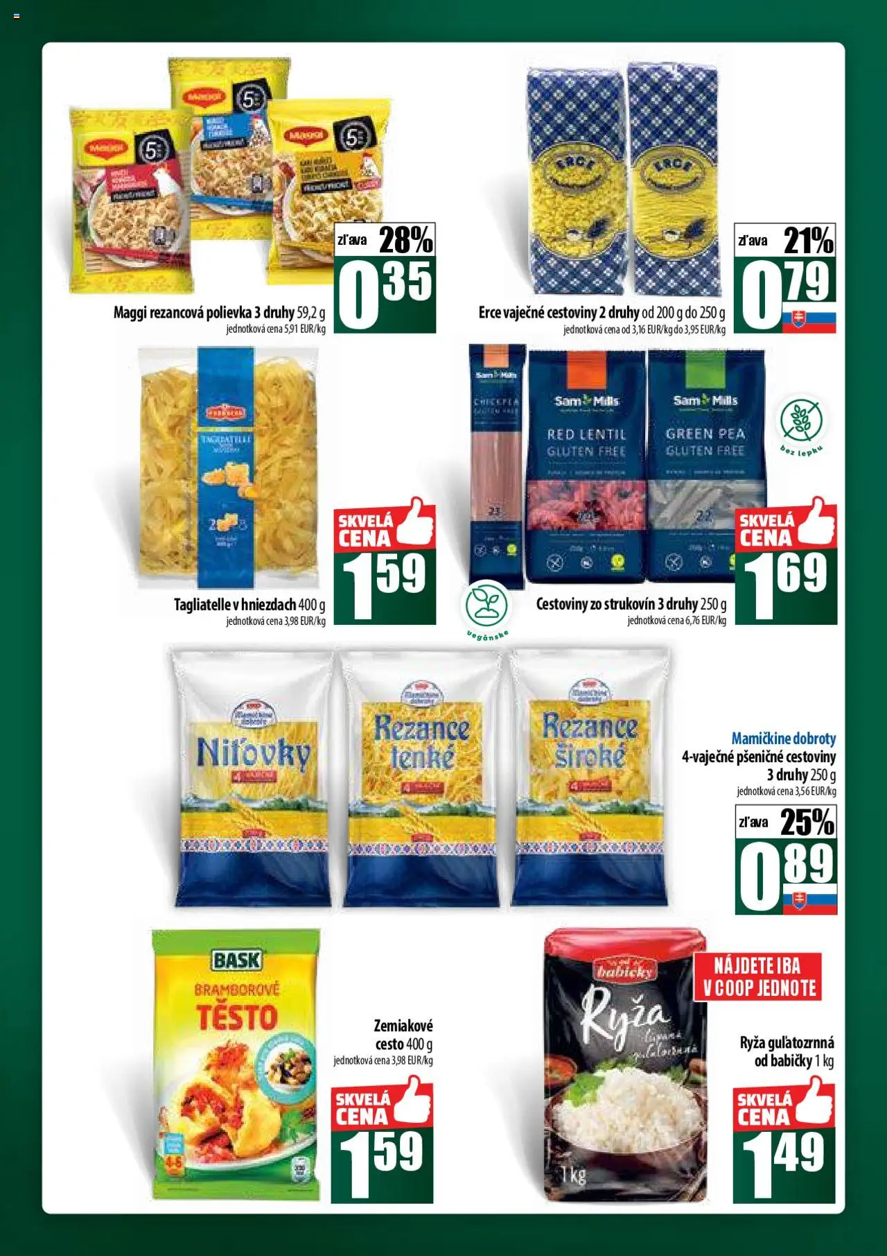 COOP Jednota široká ponuka │ platný od 21.08.2025 | Strana: 30 | Produkty: Ryža, Cestoviny, Rezance