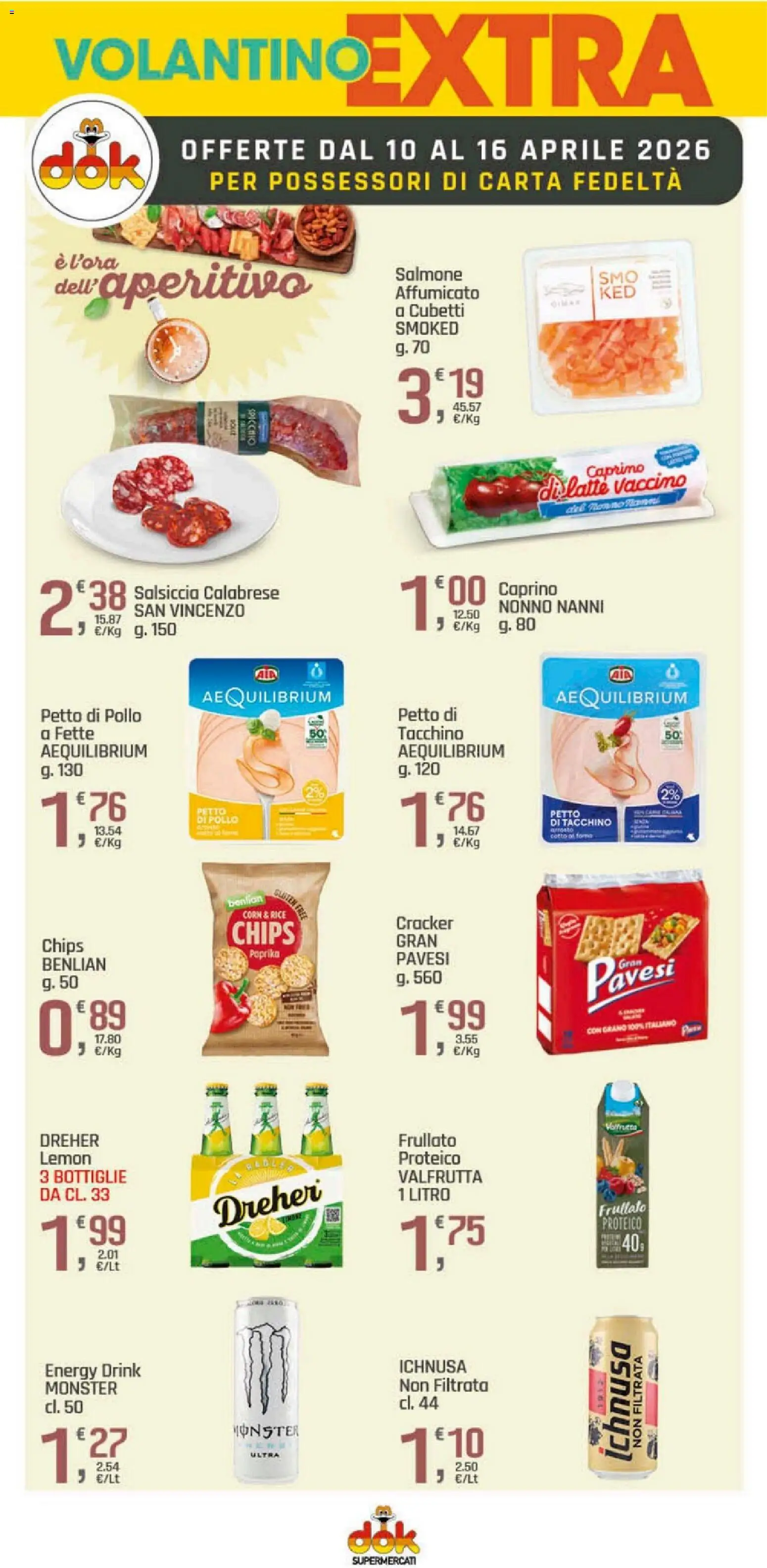 Volantino DOK del 10.04.2026 | Pagina: 14 | Prodotti: Salmone affumicato, Pollo, Salmone, Latte