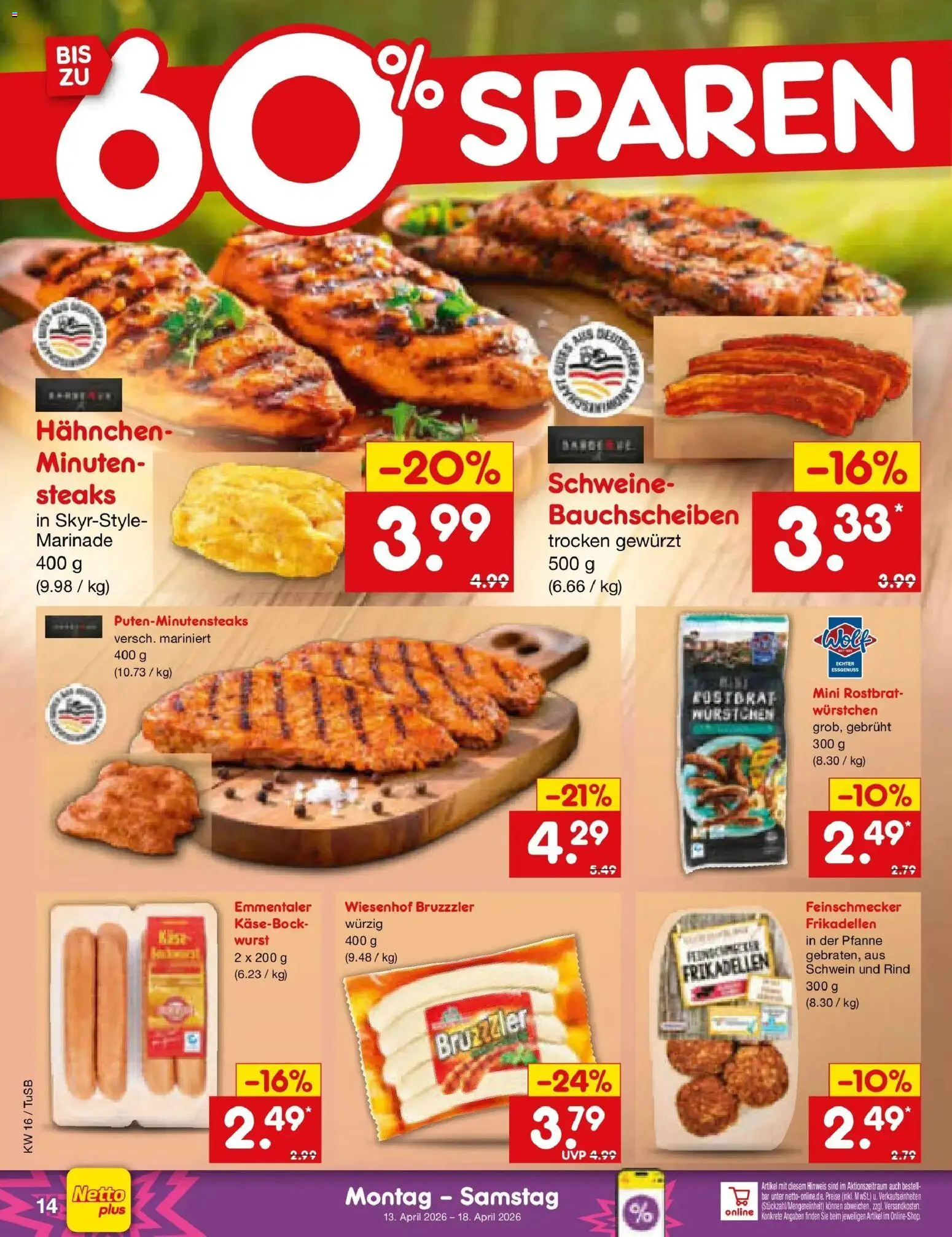 Netto Marken-Discount Prospekt Lahr-Langenwinkel	 – gültig ab 13.04.2026 | Seite: 13 | Produkte: Hahnchen, Wurst