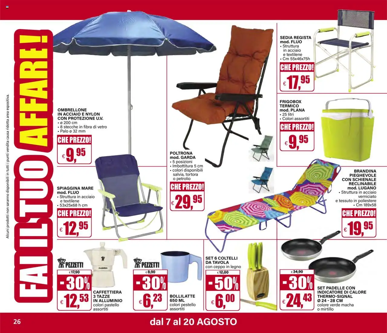 Volantino Il Gigante del 07.08.2025 | Pagina: 28 | Prodotti: Caffettiera, Ombrellone, Alluminio, Sedia