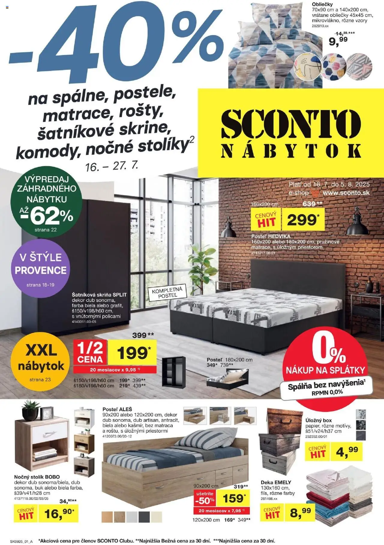 Sconto nábytok leták │ platný od 16.07.2025 | Strana: 1 | Produkty: Nábytok, Posteľ, Obliečky, Šatníková skriňa