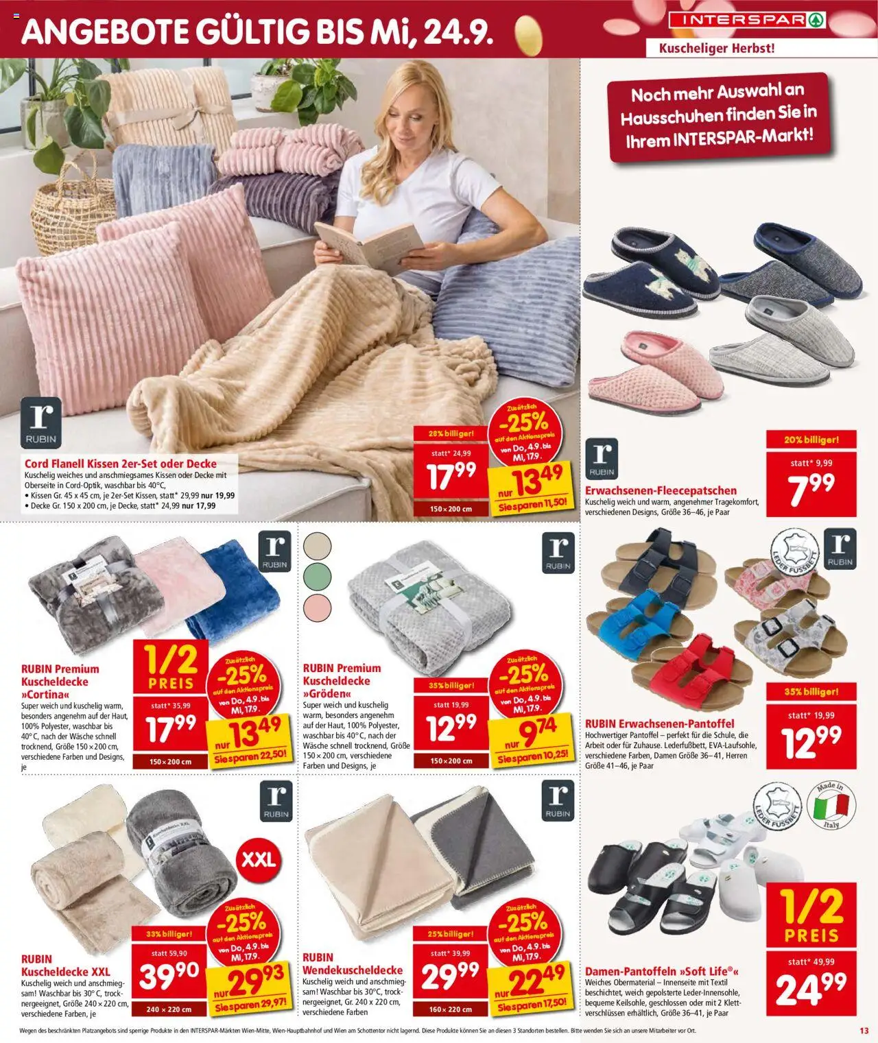 Interspar Flugblatt - Wien gültig ab 04.09.2025 | Seite: 13 | Produkte: Kissen, Decke
