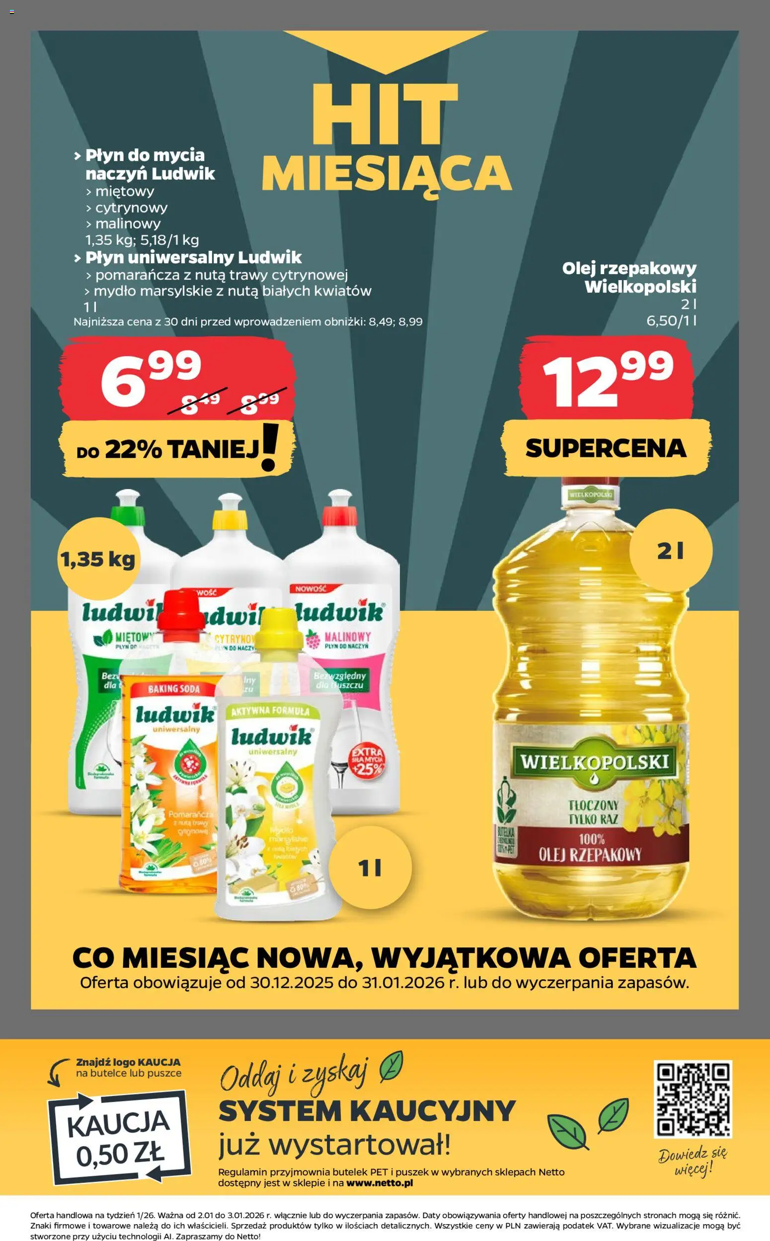 Netto gazetka - Spożywcza od 02.01.2026 | Strona: 24 | Produkty: Bezy, Olej, Mydło, Płyn do mycia naczyń