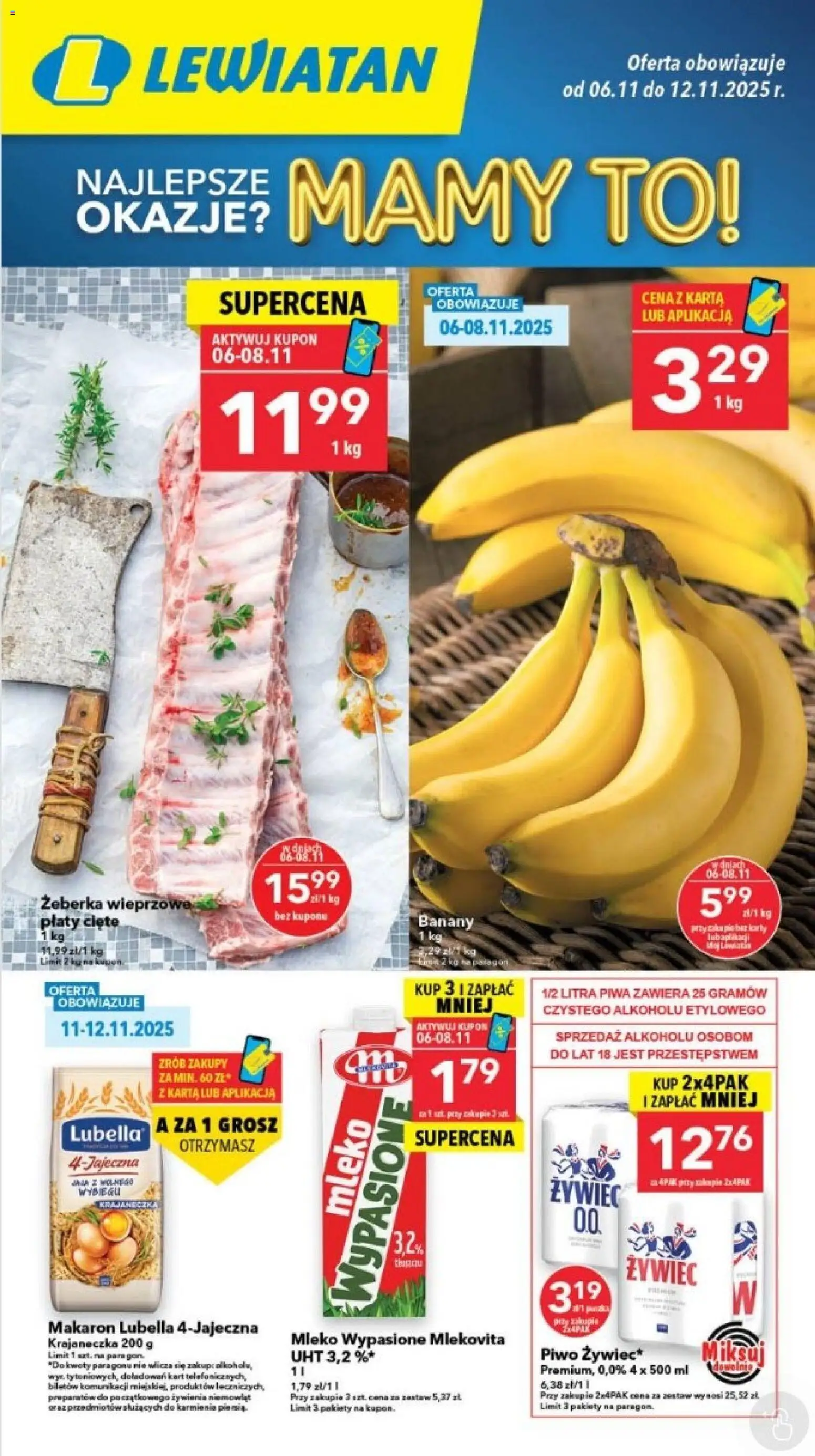 Lewiatan gazetka - Szczecin od 06.11.2025 | Strona: 1 | Produkty: Karta, Mleko wypasione, Mleko, Alkohol
