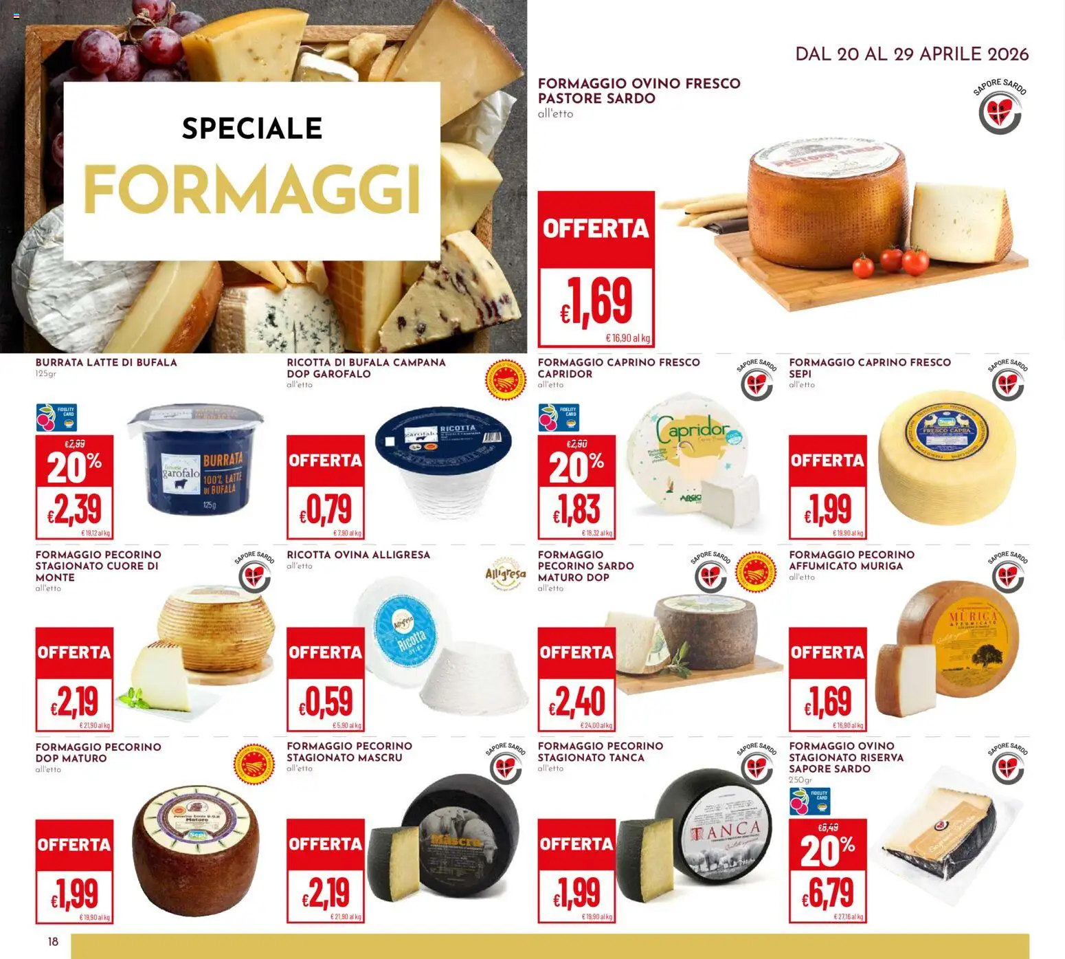 Volantino Pan del 20.04.2026 | Pagina: 18 | Prodotti: Formaggio, Pecorino, Burrata, Ovino