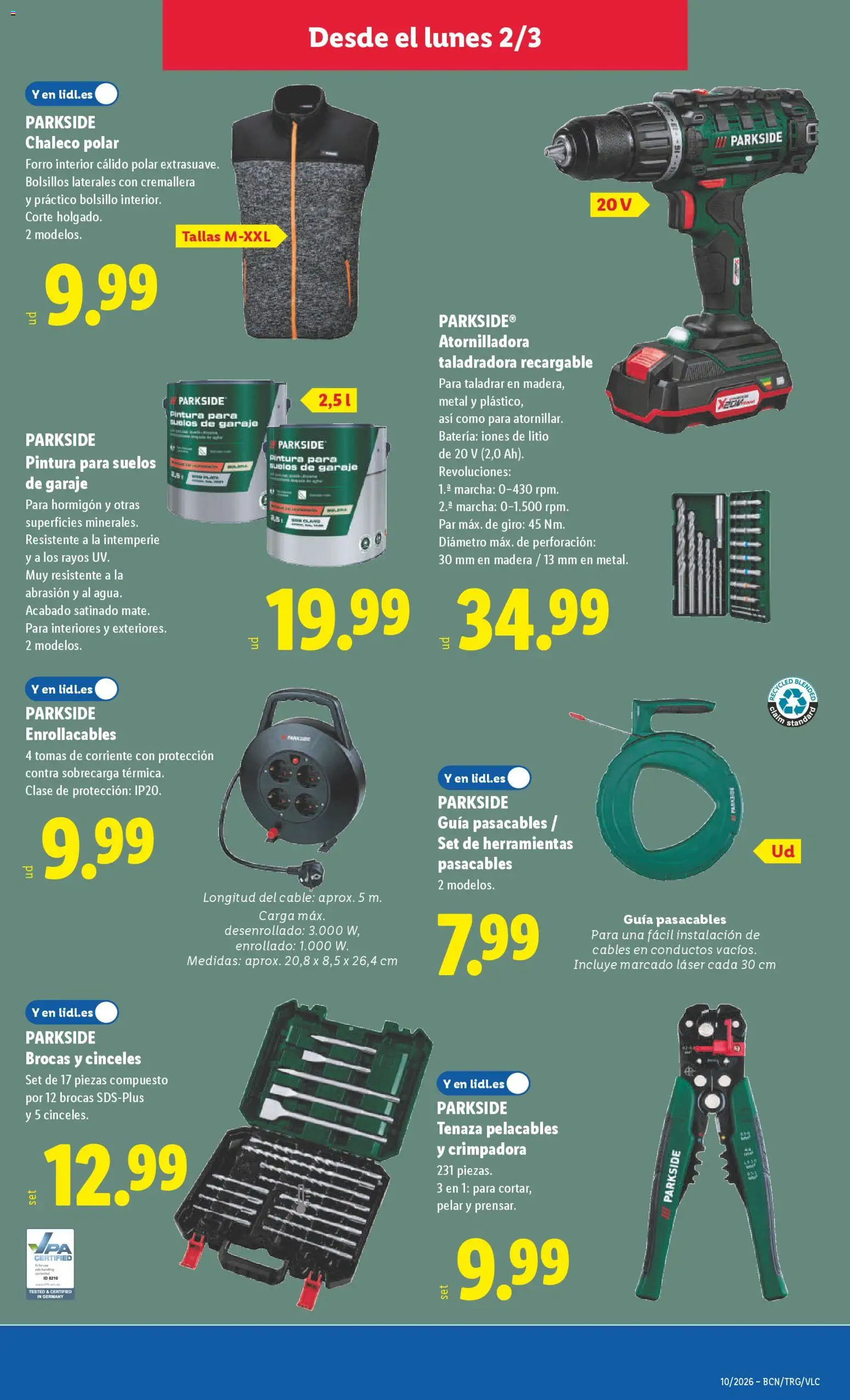 Lidl folleto de bazar │ válido desde el 02.03.2026 | Página: 7 | Productos: Chaleco, Cable, Batería