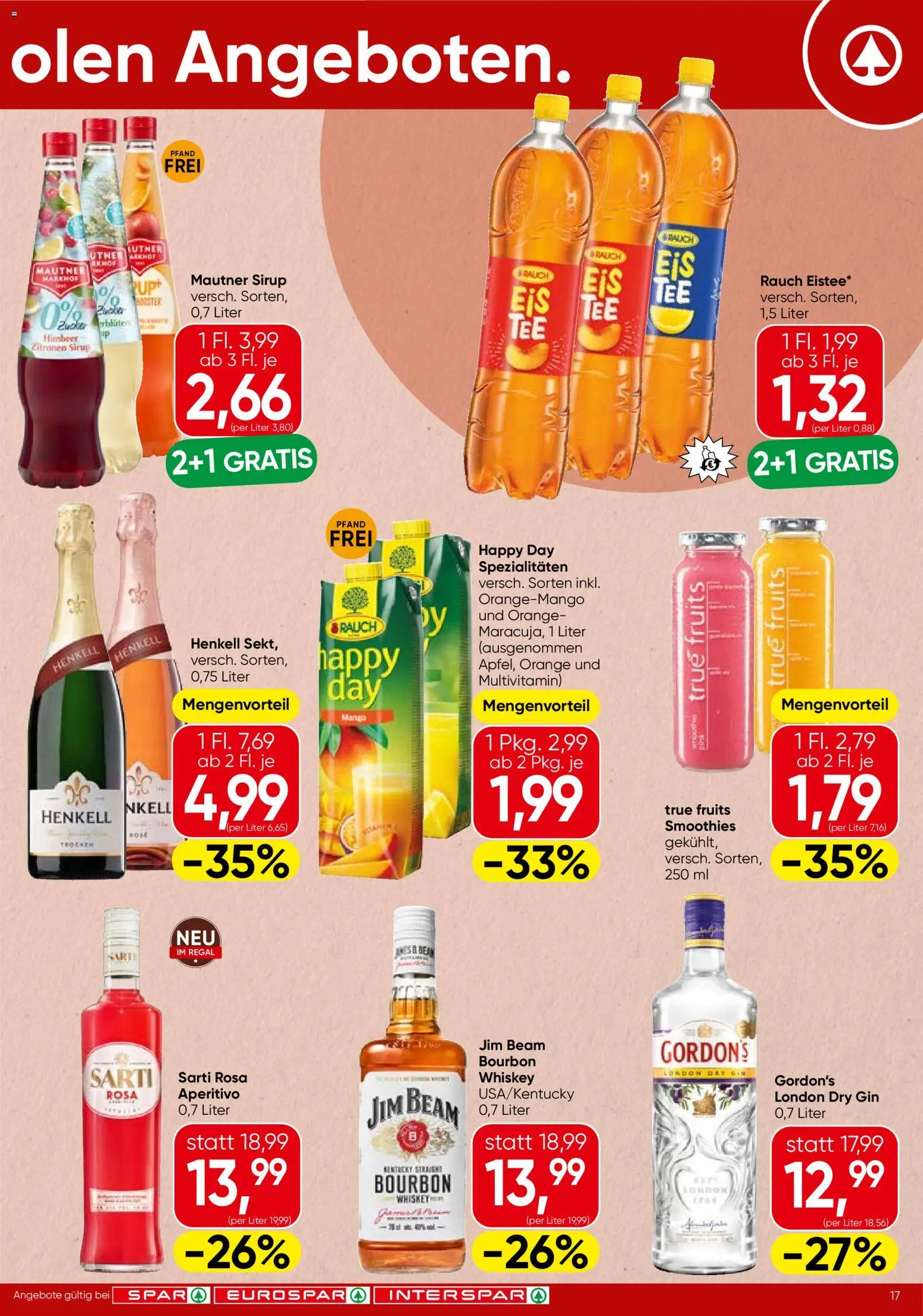 Spar Flugblatt - Steiermark gültig ab 06.11.2025 | Seite: 17 | Produkte: Gin, Mango, Regal, Bourbon