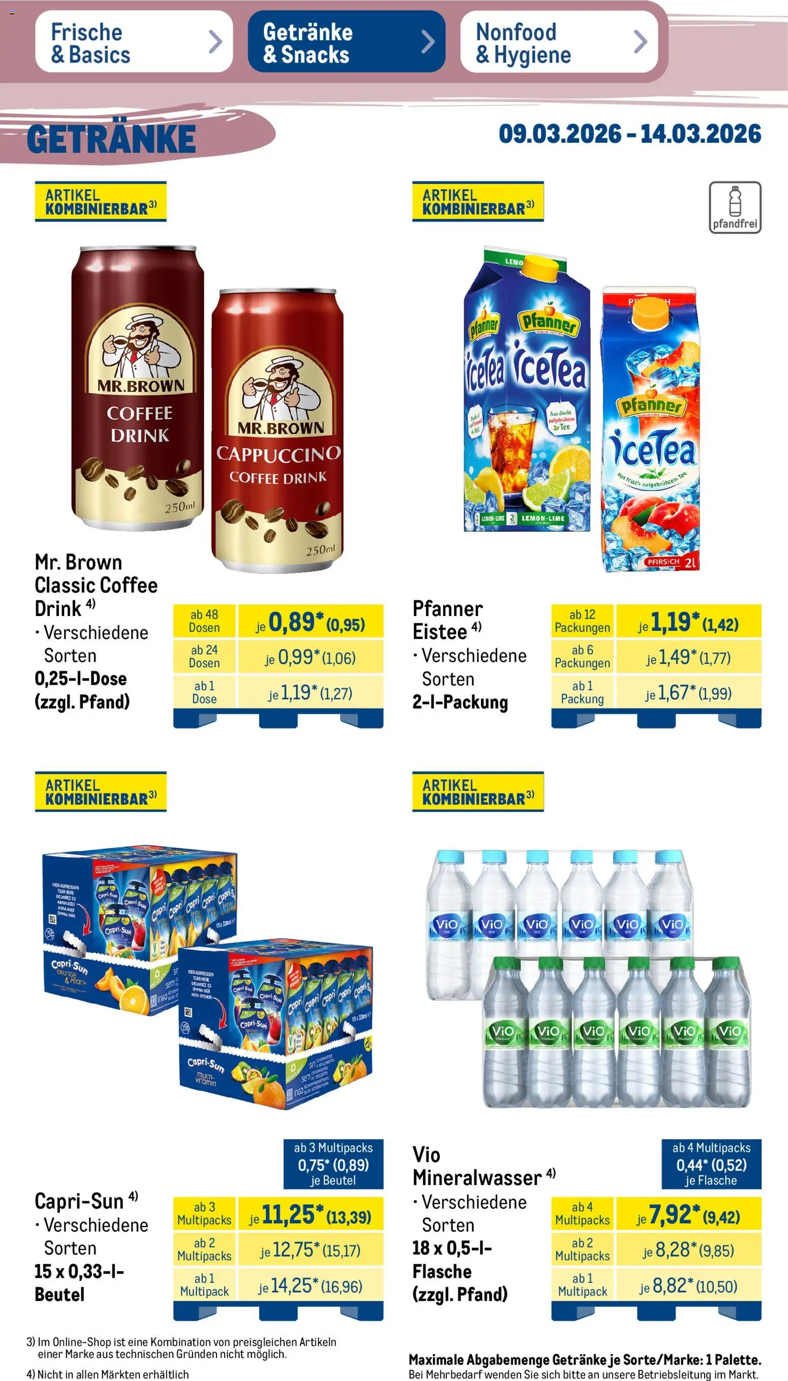 Metro Prospekt 	 – gültig ab 09.03.2026 | Seite: 31 | Produkte: Capri sun, Mineralwasser, Pfirsich, Tee