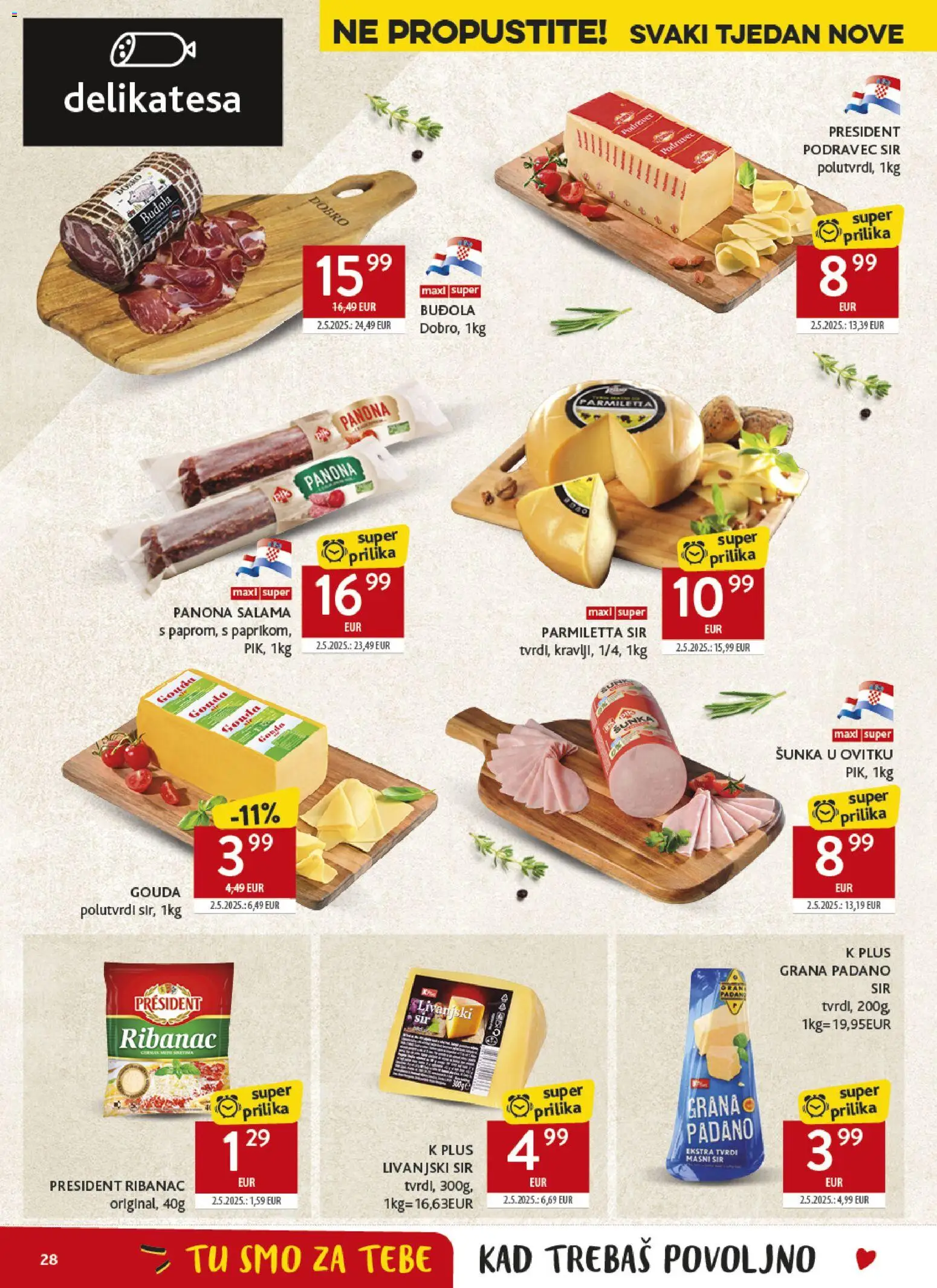 Konzum HR akciós ujság - amely érvényes a következő dátumtól: 11.03.2026 | Oldal: 28 | Termékek: Gouda, Grana padano