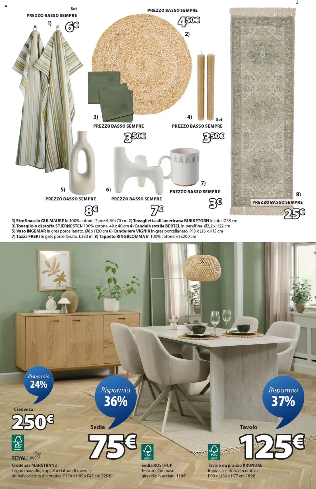 Volantino JYSK del 16.10.2025 | Pagina: 3 | Prodotti: Tavolo, Sedia, Credenza, Candela