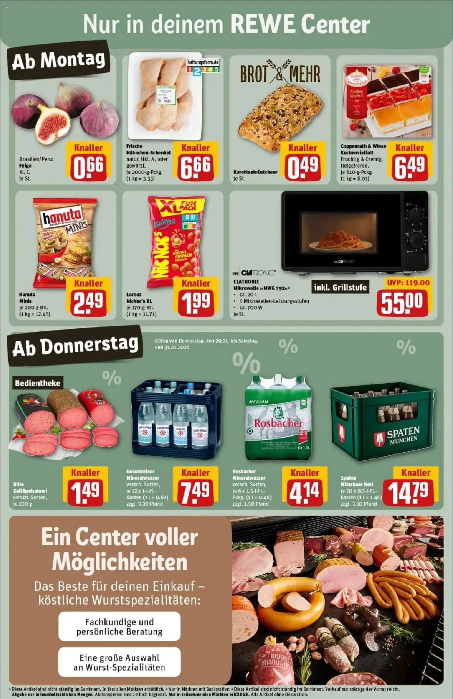 Rewe prospekt Ludwigshafen / Rheingönheim	 – gültig ab 26.01.2026 | Seite: 3 | Produkte: Mikrowelle, Hahnchenschenkel, Mineralwasser, Brot