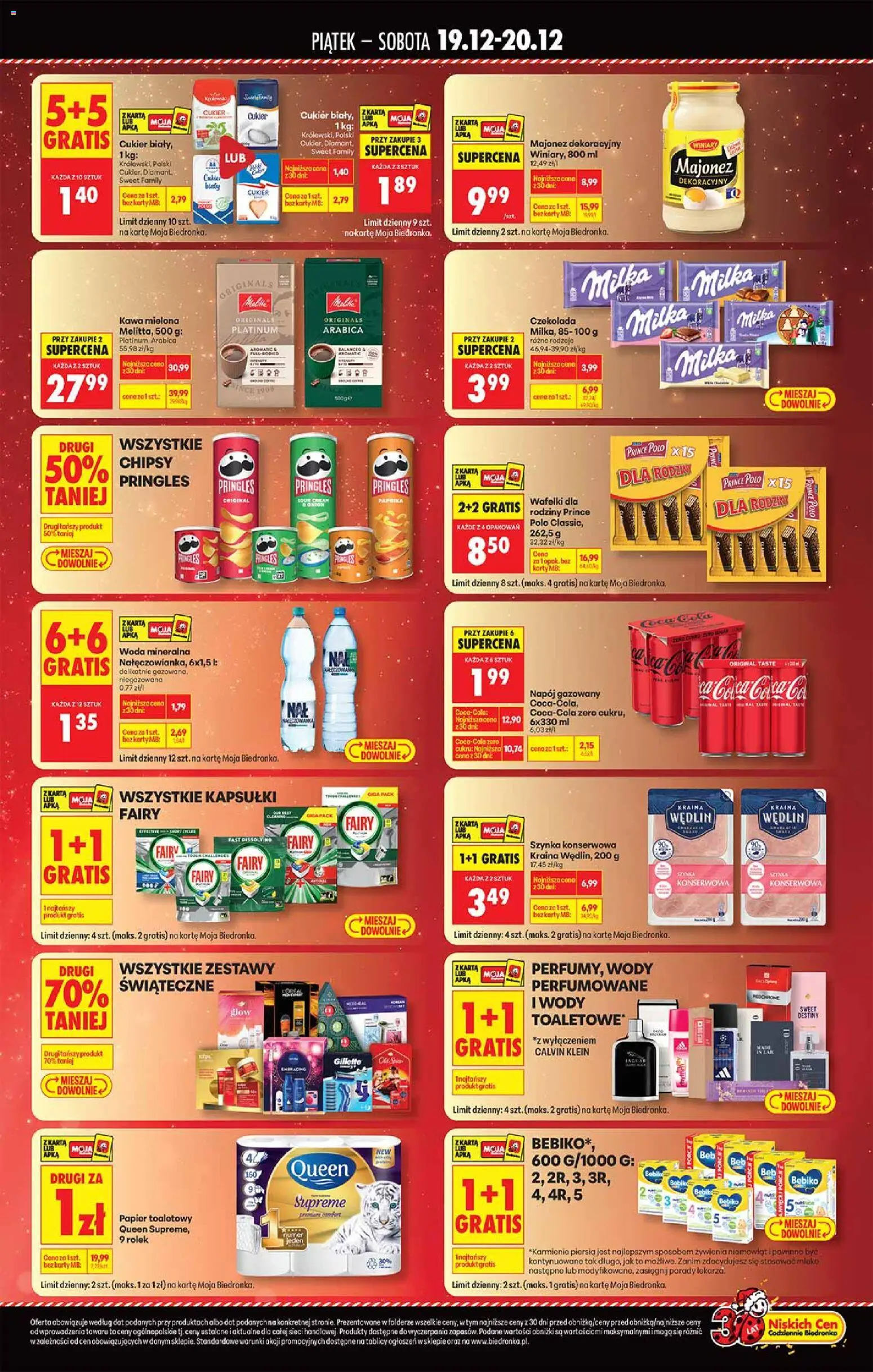 Biedronka gazetka - Tani weekend od 19.12.2025 | Strona: 2 | Produkty: Woda mineralna Nałęczowianka, Papier toaletowy, Wafelki, Pringles
