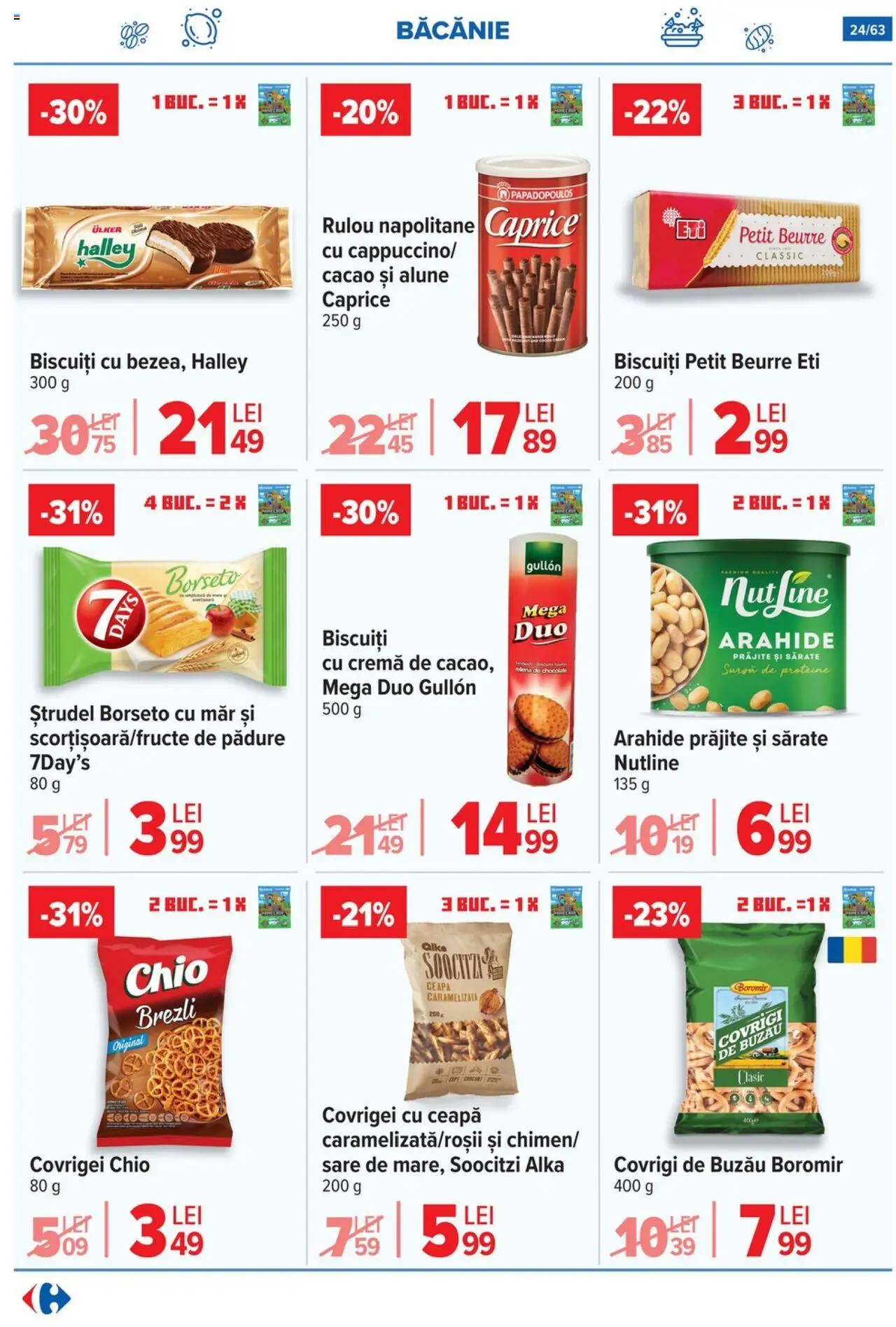 Noul catalog Carrefour – valabil de la 01.10.2025 | Pagină: 25 | Produse: Napolitane, Ștrudel, Alune, Cacao