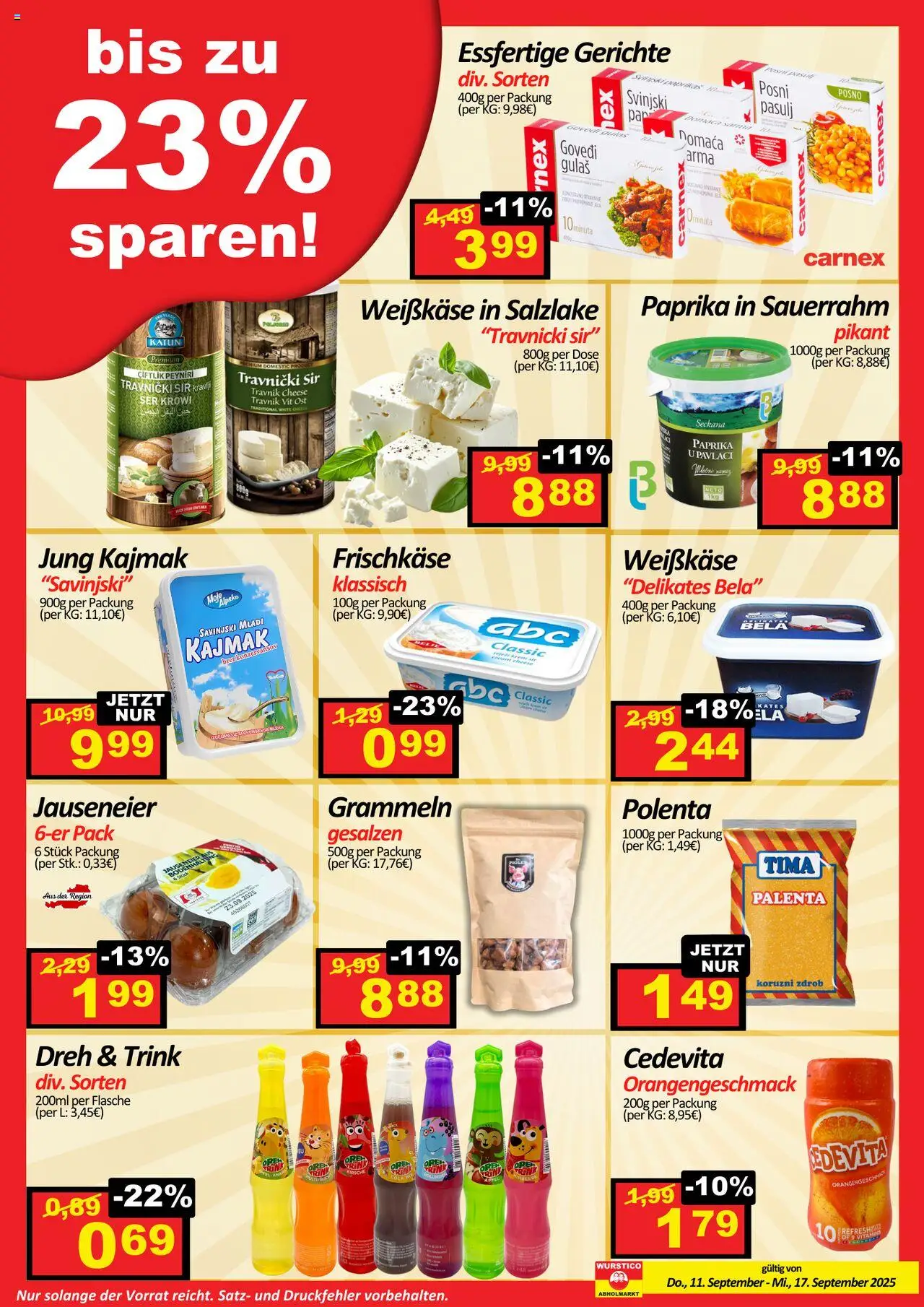 Wurstico Abholmarkt Flugblatt gültig ab 11.09.2025 | Seite: 3 | Produkte: Sauerrahm
