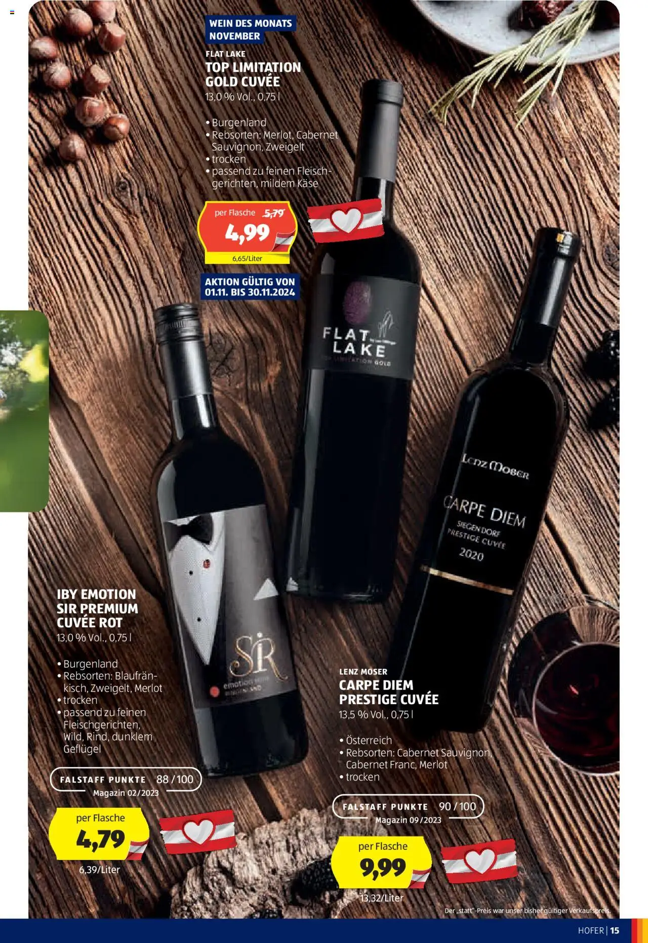 Hofer Wein-Magazin gültig ab 16.10.2024 | Seite: 15 | Produkte: Käse, Wein