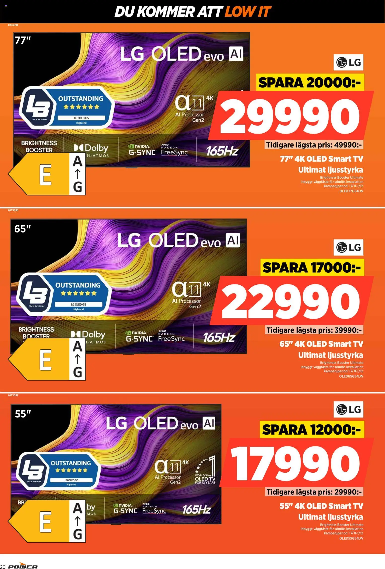 Power reklamblad aktuell från 24.11.2025 | Sida: 20 | Produkter: Smart tv, Tv