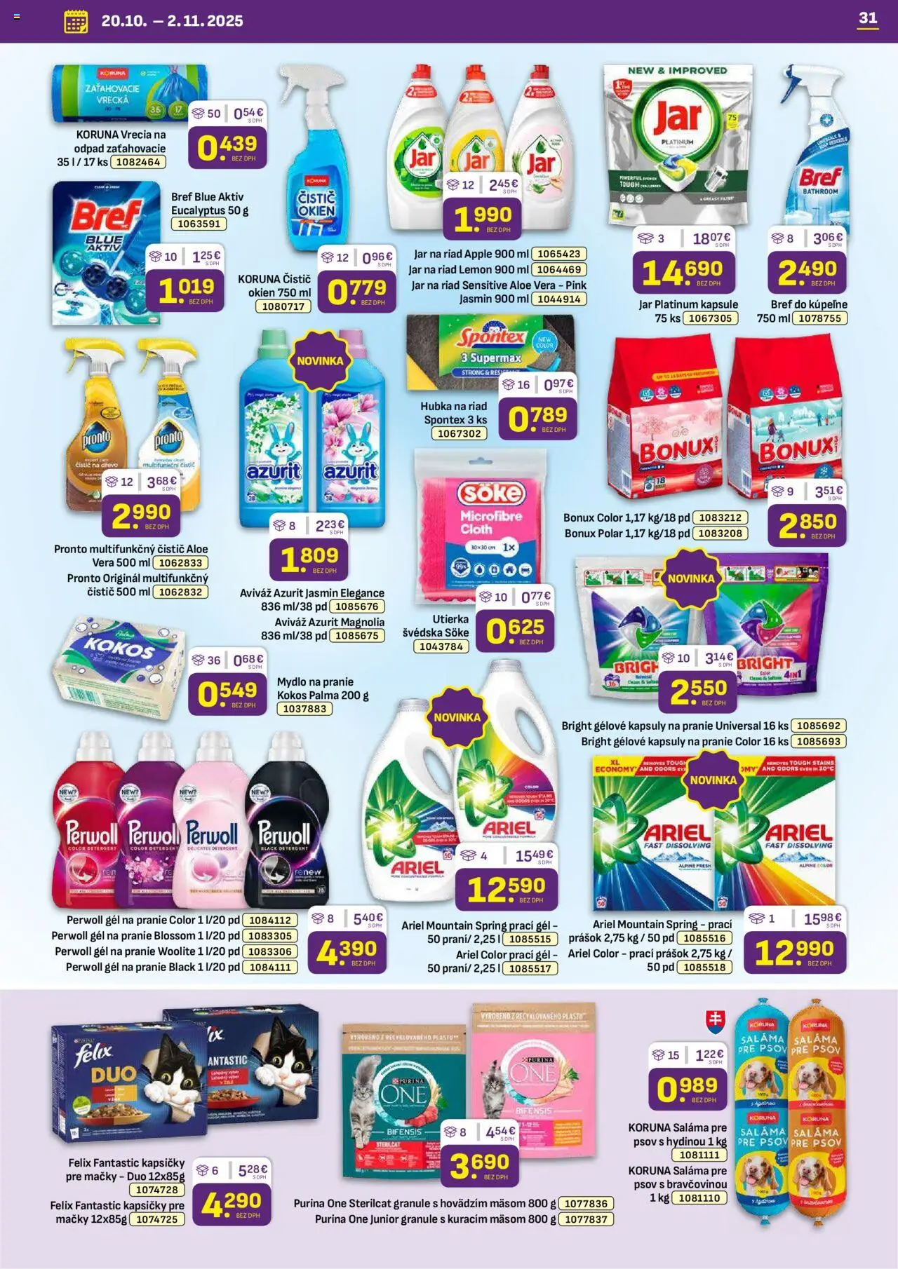 Nové Libex akcie – leták je platný od 20.10.2025 | Strana: 31 | Produkty: Felix, Prací prášok, Woolite, Bonux