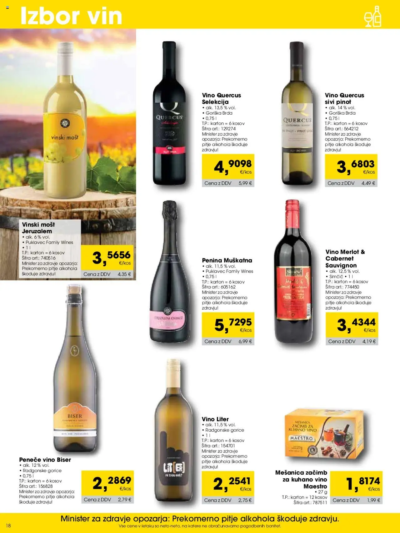 Novi Tuš katalog ponudbe – veljaven od 01.10.2025 | Stran: 18 | Izdelki: Penina, Vino