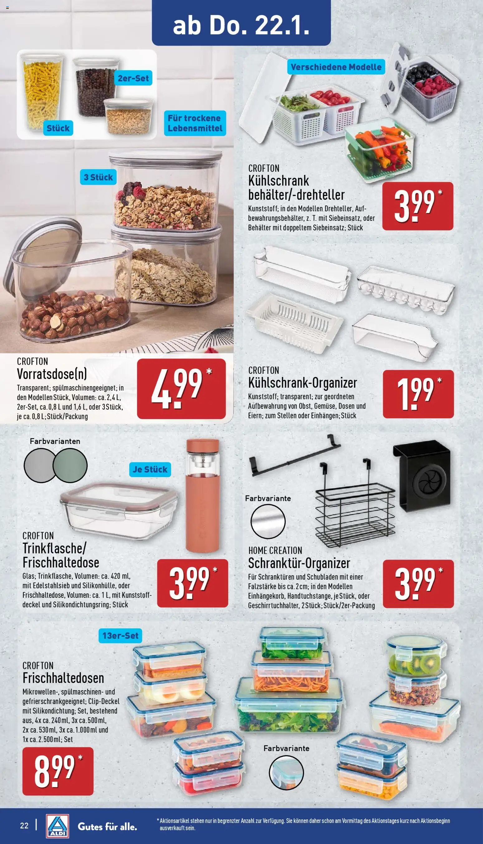 Aldi Prospekt 	 – gültig ab 19.01.2026 | Seite: 22 | Produkte: Kühlschrank, Home creation