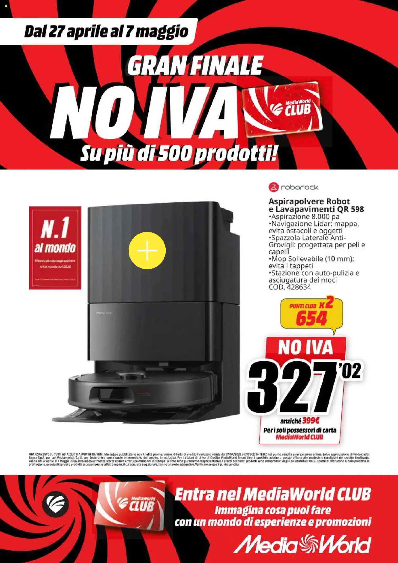 Volantino Media World del 27.04.2026 | Pagina: 12 | Prodotti: Aspirapolvere, Robot