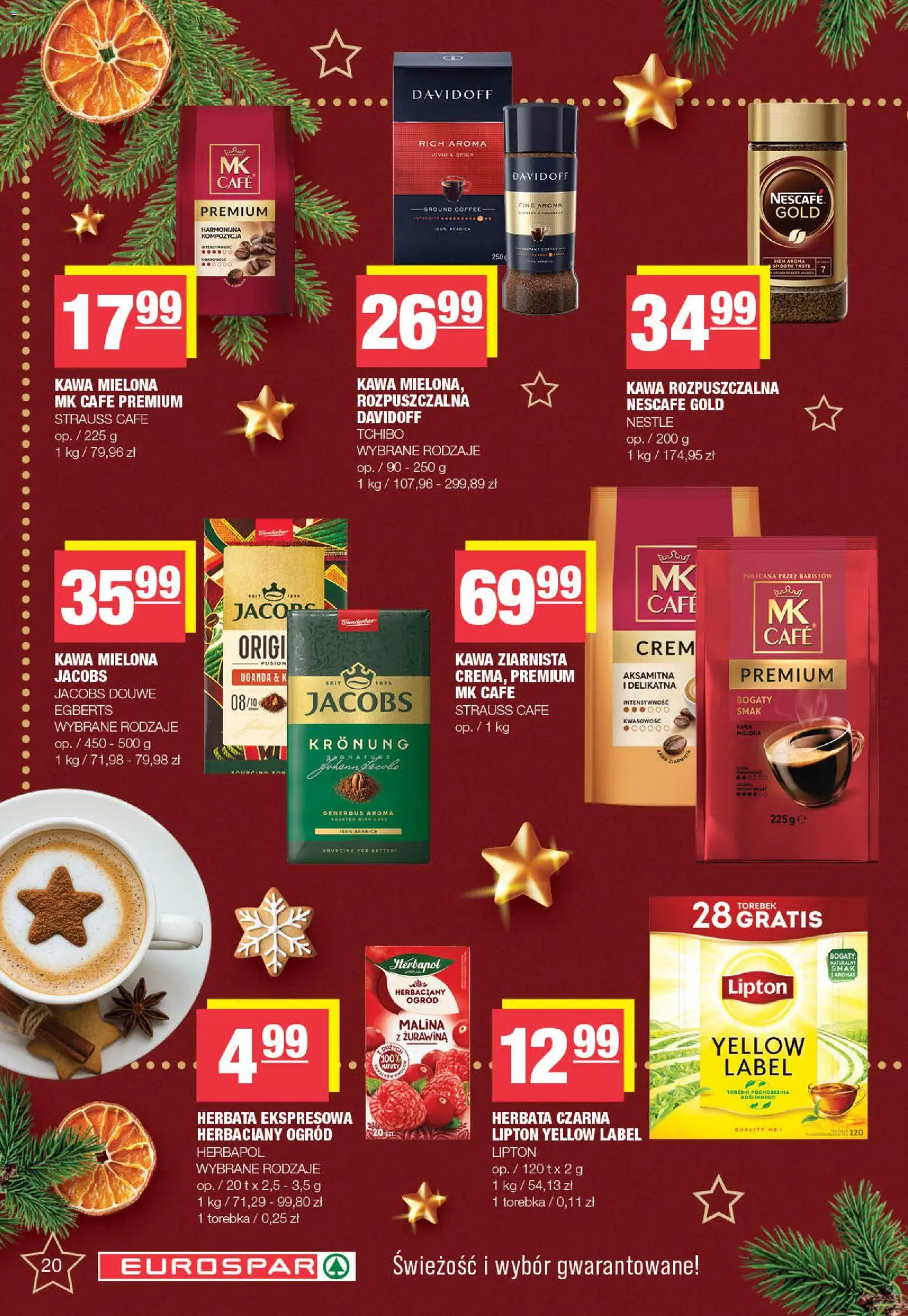 Spar Gazetka - Eurospar od 08.12.2025 | Strona: 20 | Produkty: Torebka, Nescafe, Kawa ziarnista, Tchibo