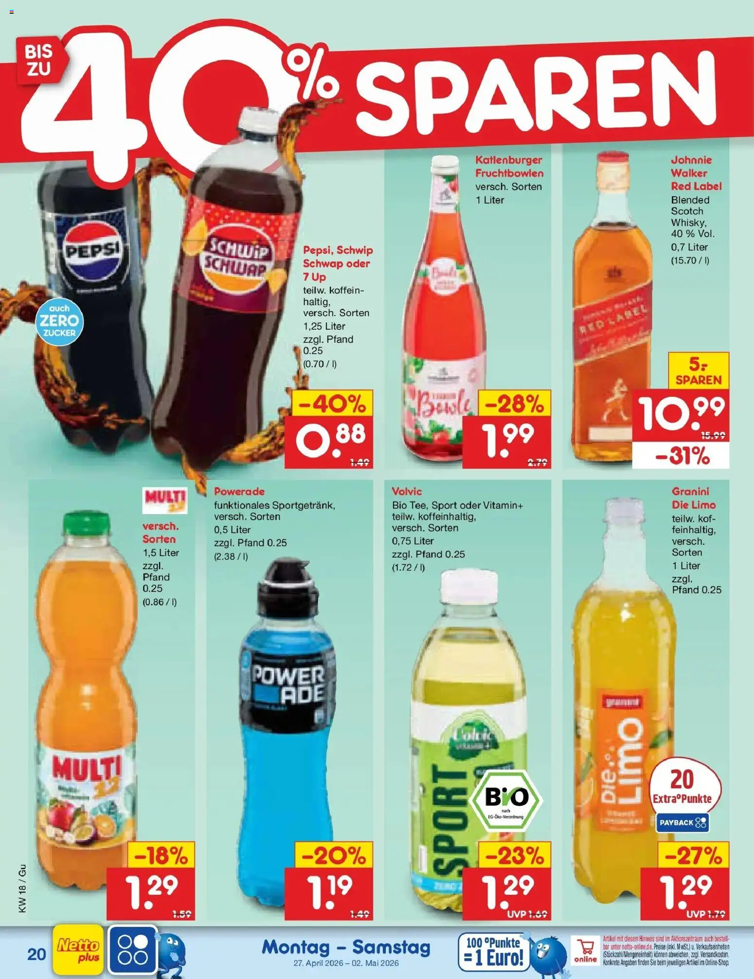 Netto Marken-Discount Prospekt Augustusburg	 – gültig ab 27.04.2026 | Seite: 24 | Produkte: Powerade, Granini, Pepsi, Volvic